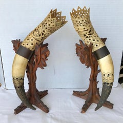 Pair of Anglo-Indian Mounted Steer Horns