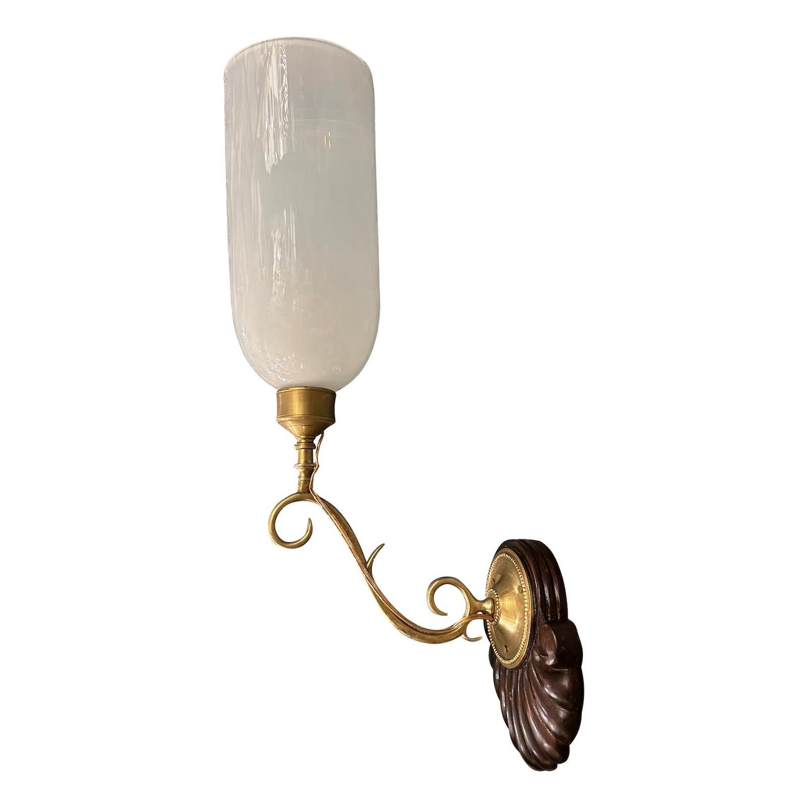 Pair of Anglo Indian Opaline Glass Sconces In Good Condition For Sale In New York, NY