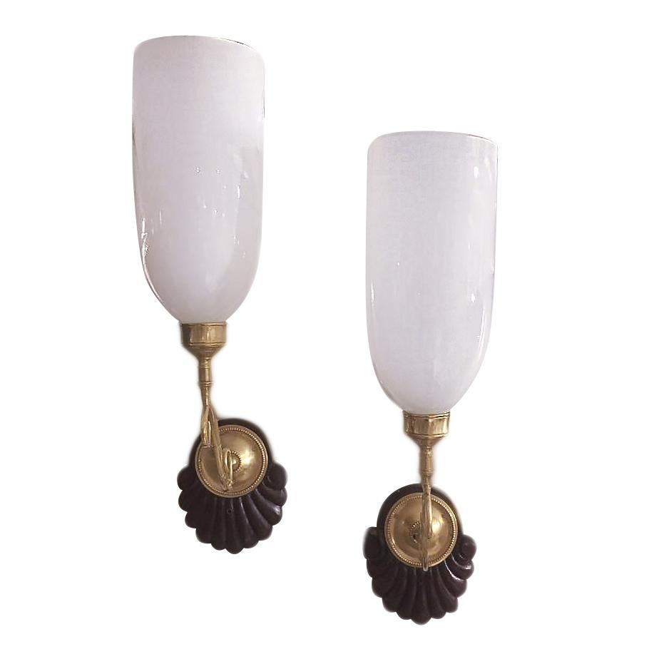 Early 20th Century Pair of Anglo Indian Opaline Glass Sconces For Sale