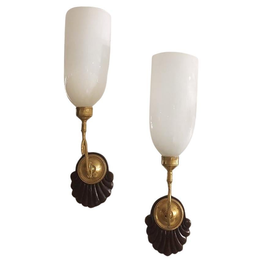 Pair of Anglo Indian Opaline Glass Sconces For Sale