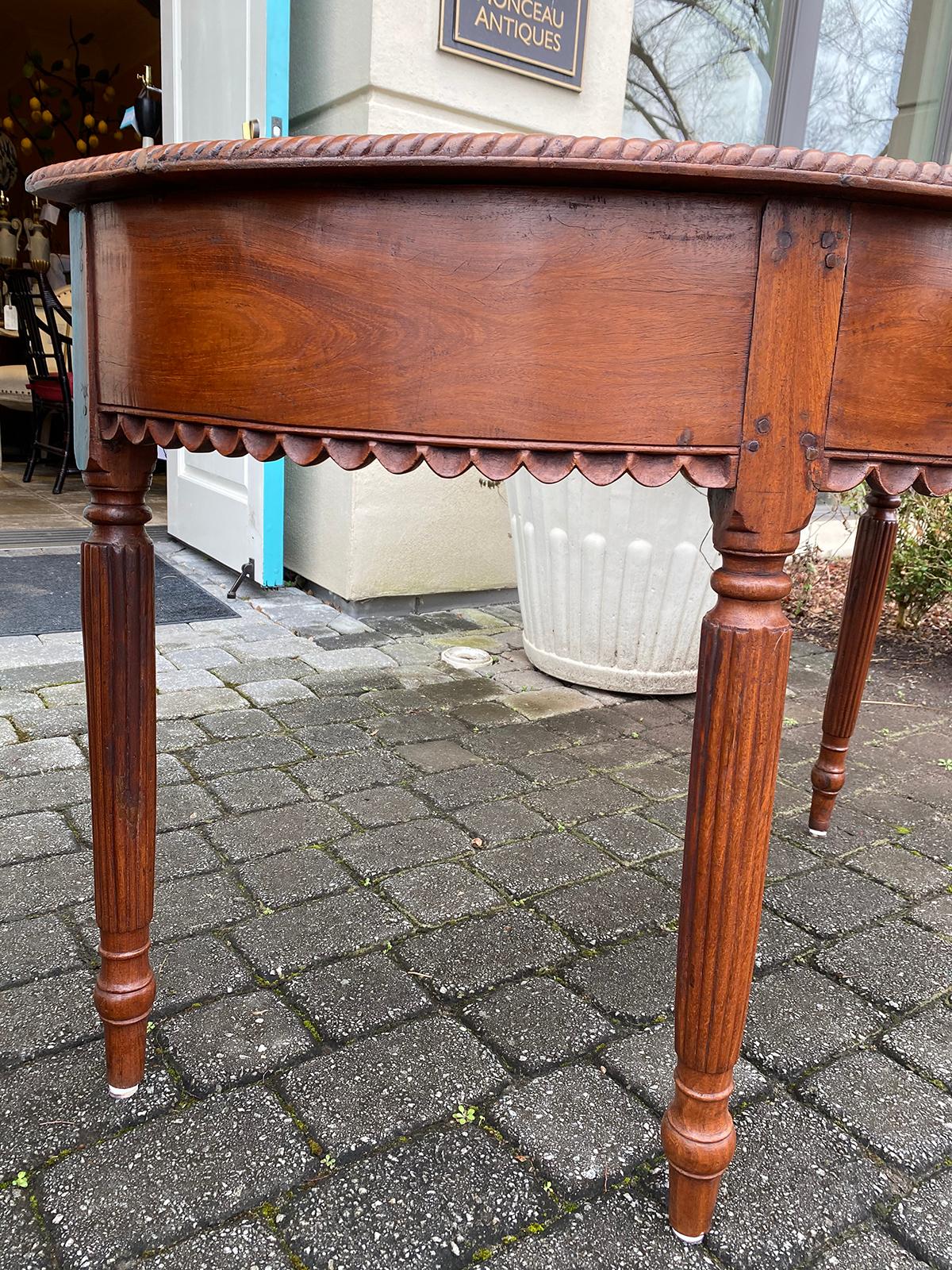 Pair of Anglo-Indian or Anglo-Caribbean Carved Demilune Console Tables 6