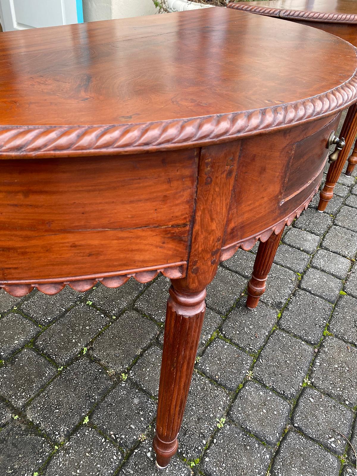 Pair of Anglo-Indian or Anglo-Caribbean Carved Demilune Console Tables 9