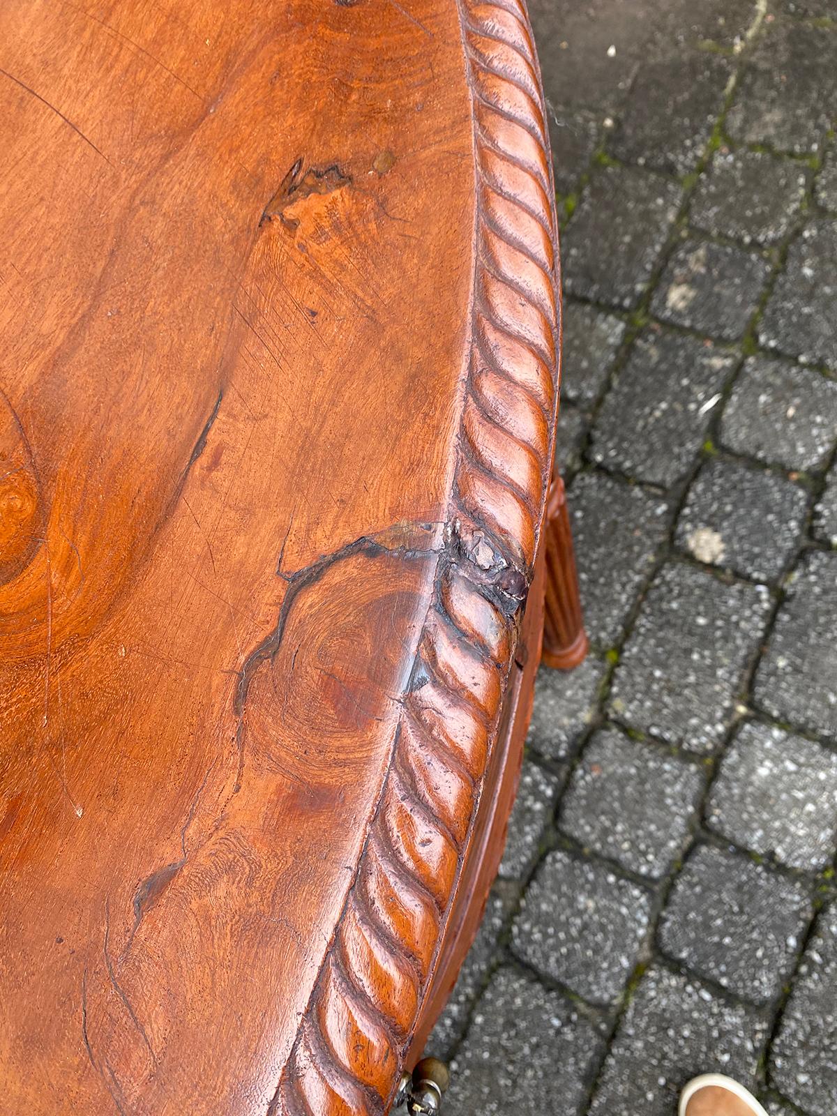 Pair of Anglo-Indian or Anglo-Caribbean Carved Demilune Console Tables 12