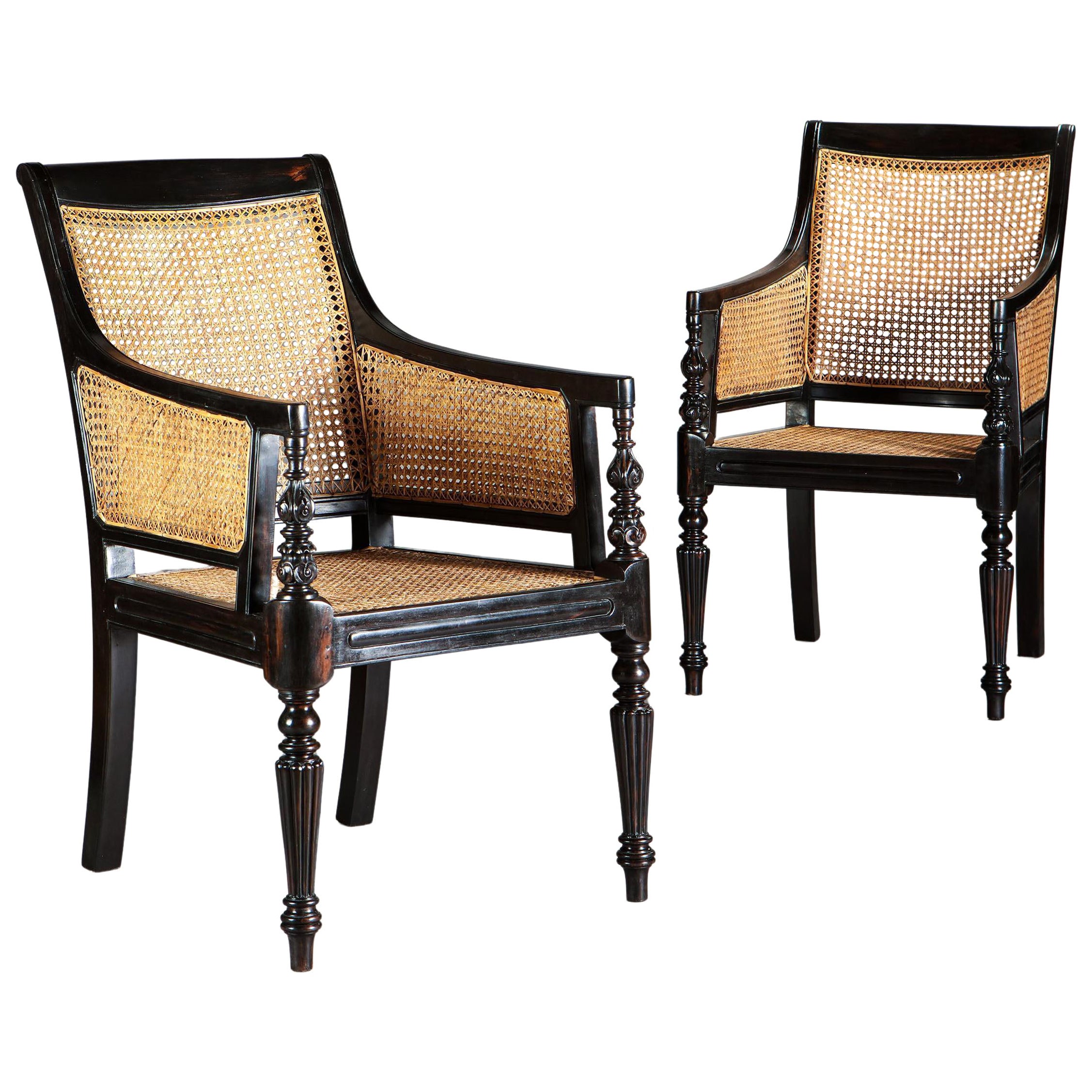 Pair of Anglo Indian Regency Style Library Chairs