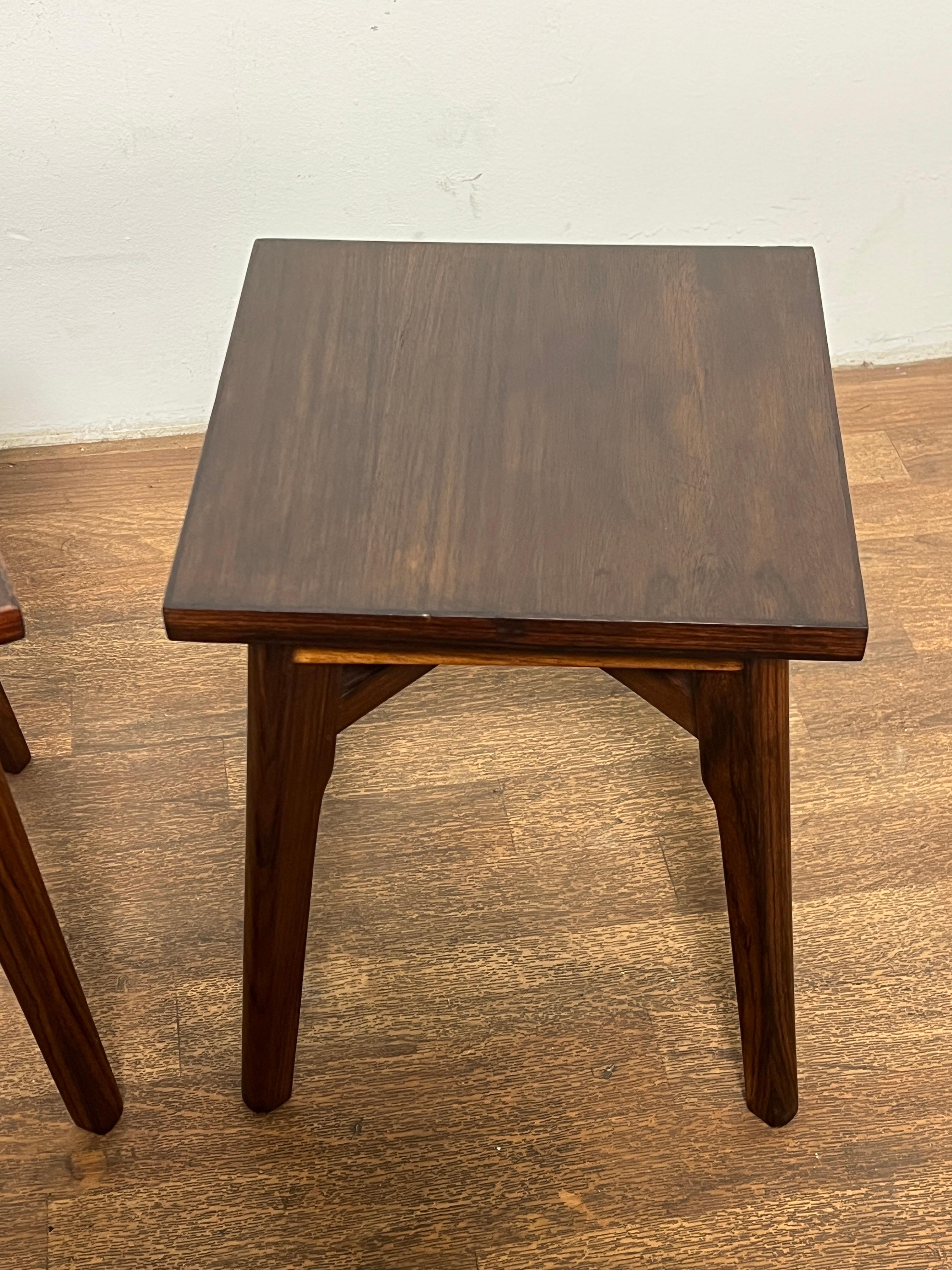 Pair of Anglo Indian Rosewood Side Tables by Spencer & Co., Madras, Circa 1950s In Good Condition For Sale In Peabody, MA