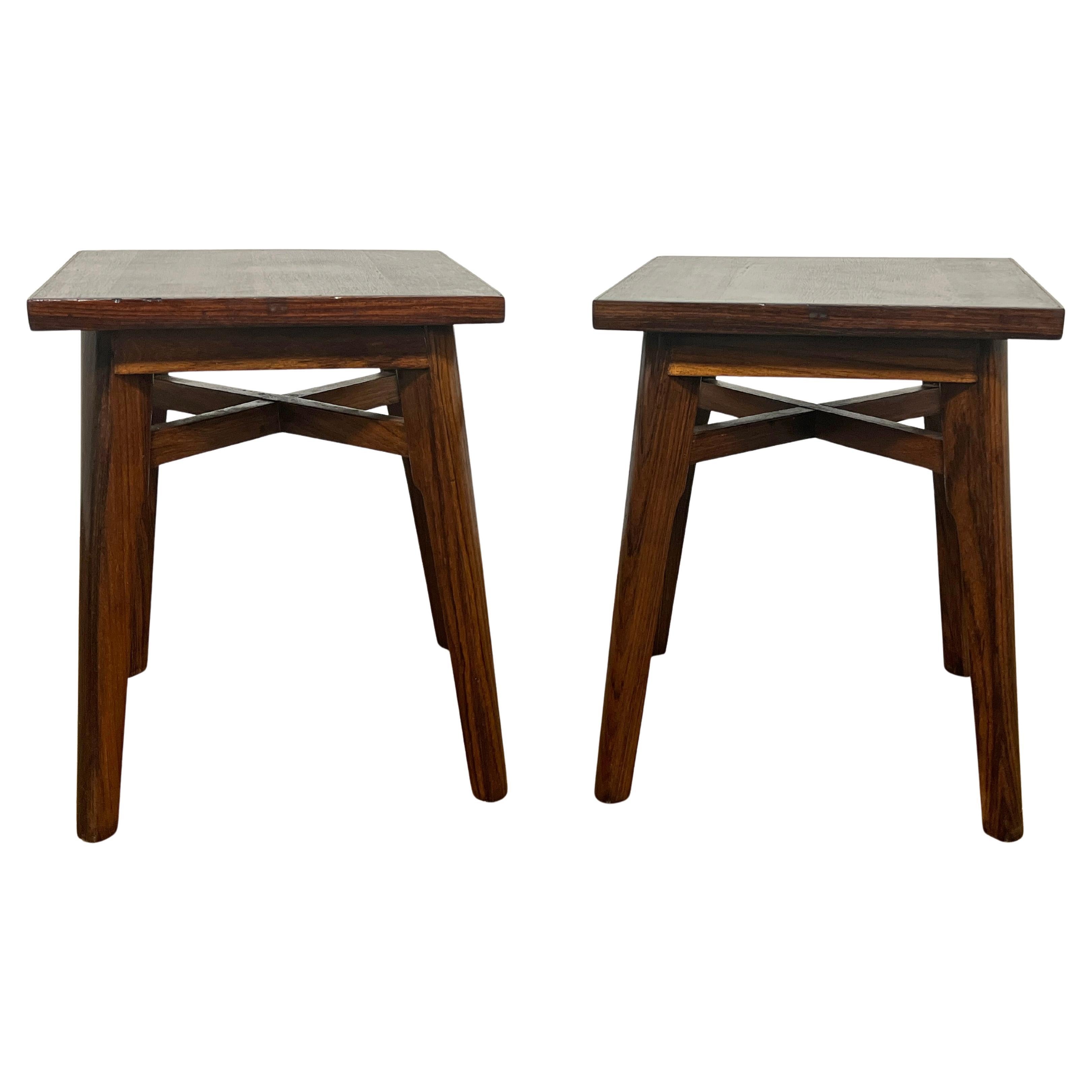 Pair of Anglo Indian Rosewood Side Tables by Spencer & Co., Madras, Circa 1950s For Sale
