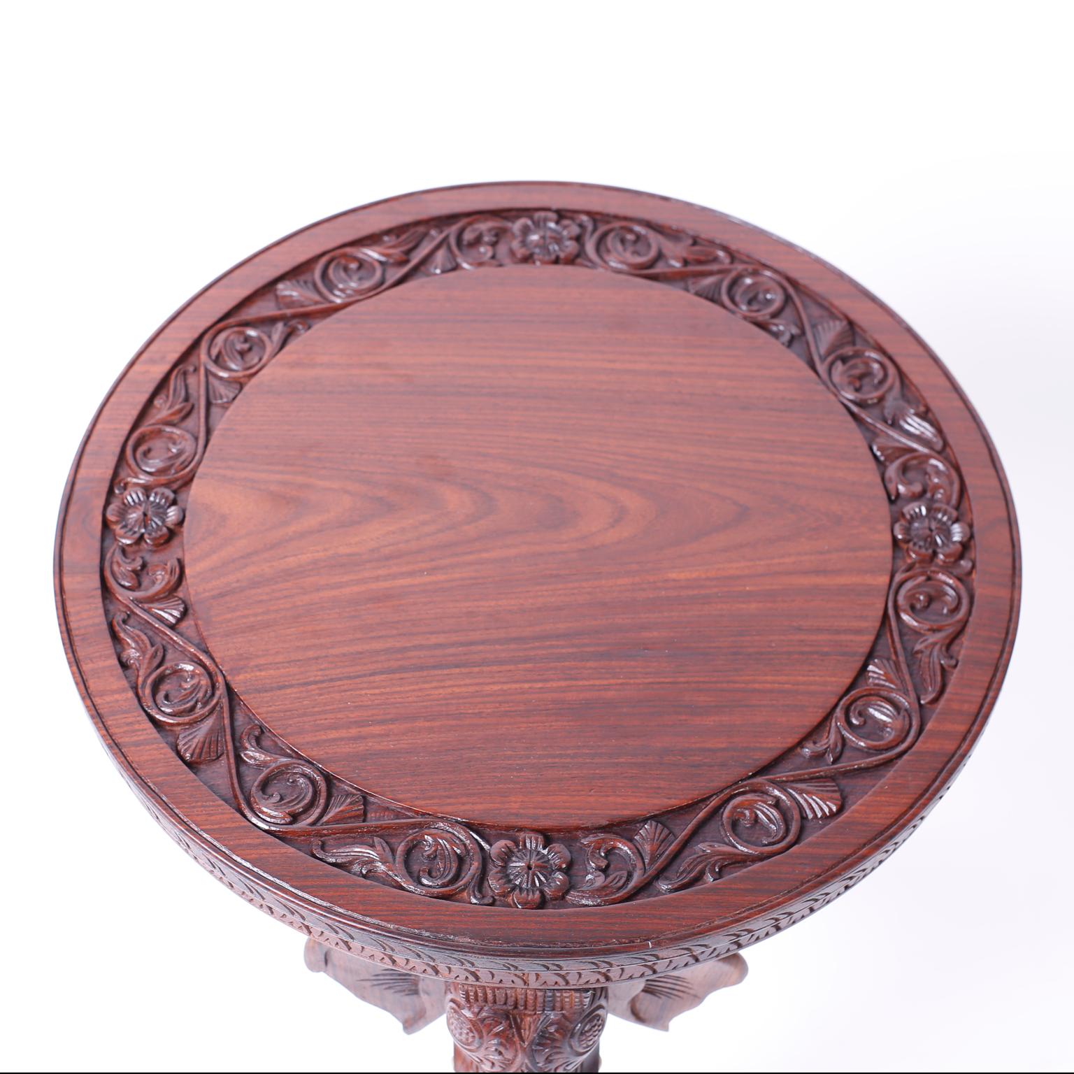 Carved Pair of Anglo-Indian Rosewood Tables or Stands For Sale