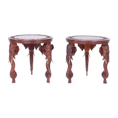 Paire de tables ou de supports anglo-indiennes en bois de rose