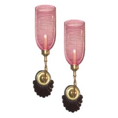 Antique Pair of Anglo Indian Ruby Red Glass Sconces