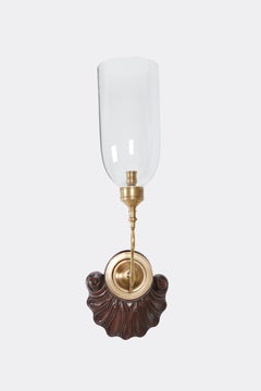 Pair of David Duncan Hurricane Sconces Hand Carved Rocaille Mahogany Backplates