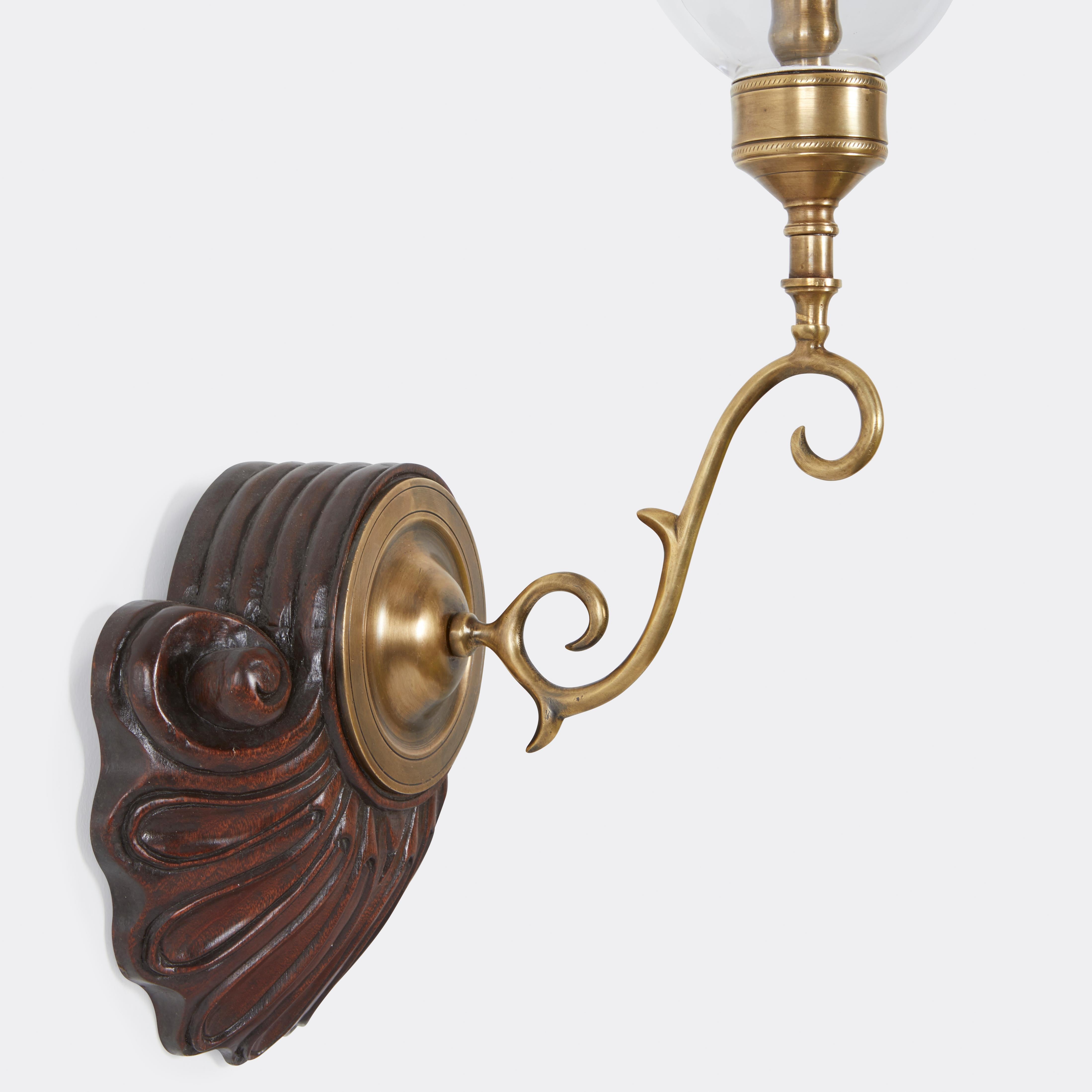 Georgian Pair of David Duncan Hurricane Sconces Hand Carved Rocaille Mahogany Backplates  For Sale