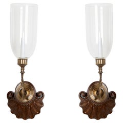 Pair of Anglo-Indian Sconces, Hand Carved Rosewood, Circa Early 20th Century
