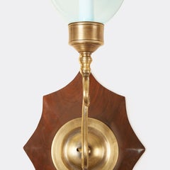 Pair of David Duncan Boissy Sconces with Etched Blue Hurricane Shades