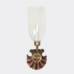 Pair of Anglo Indian Sconces with Hand Carved Mahogany