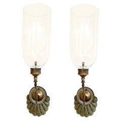 Pair of Anglo Indian Sconces with Painted Clamshell Backplates by David Duncan