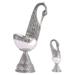 Pair of Anglo Indian Seashell and Metal Swans, Priced Individually