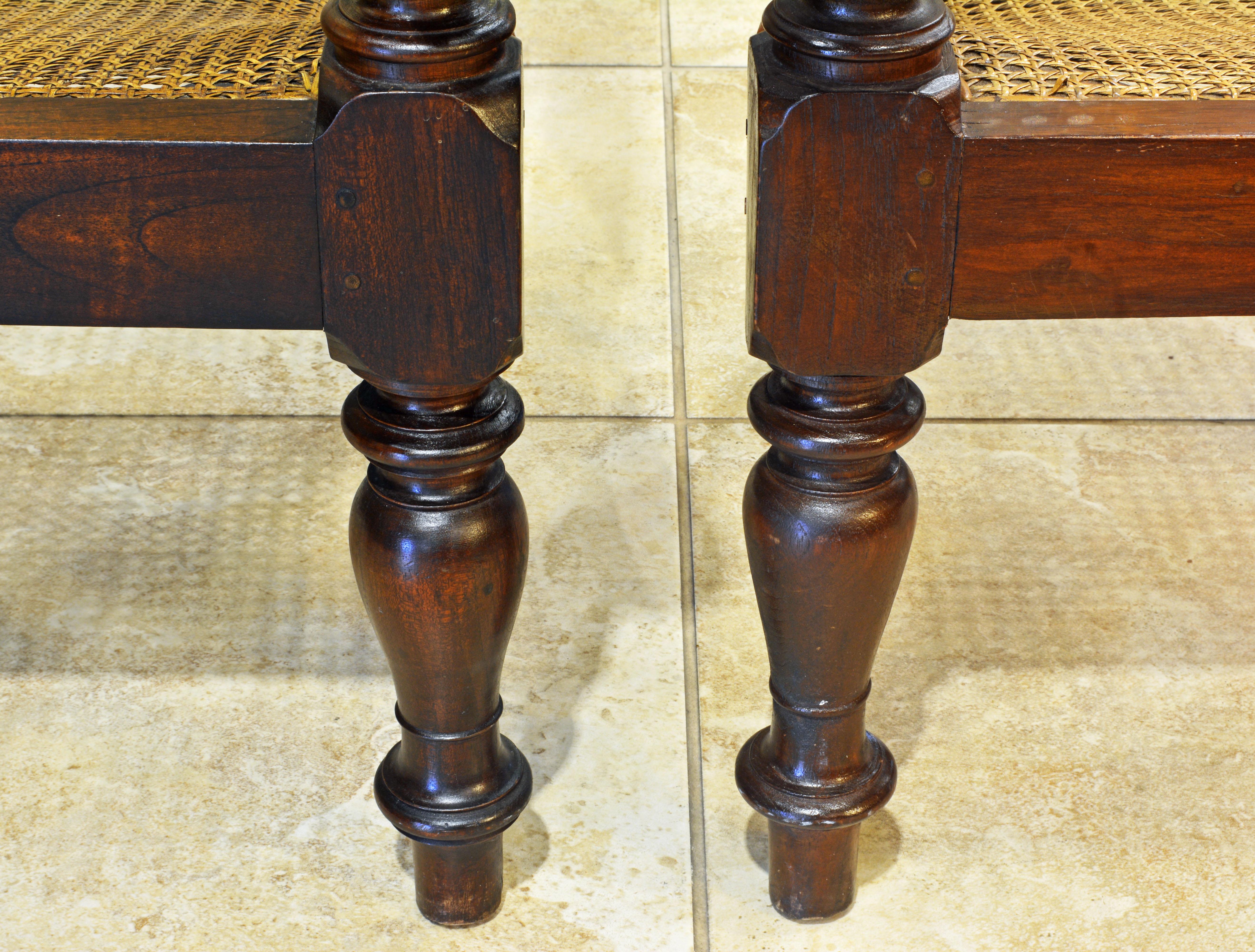 Pair of Anglo Indian Style 20th Century Mahogany and Cane Seat Plantation Chairs 2