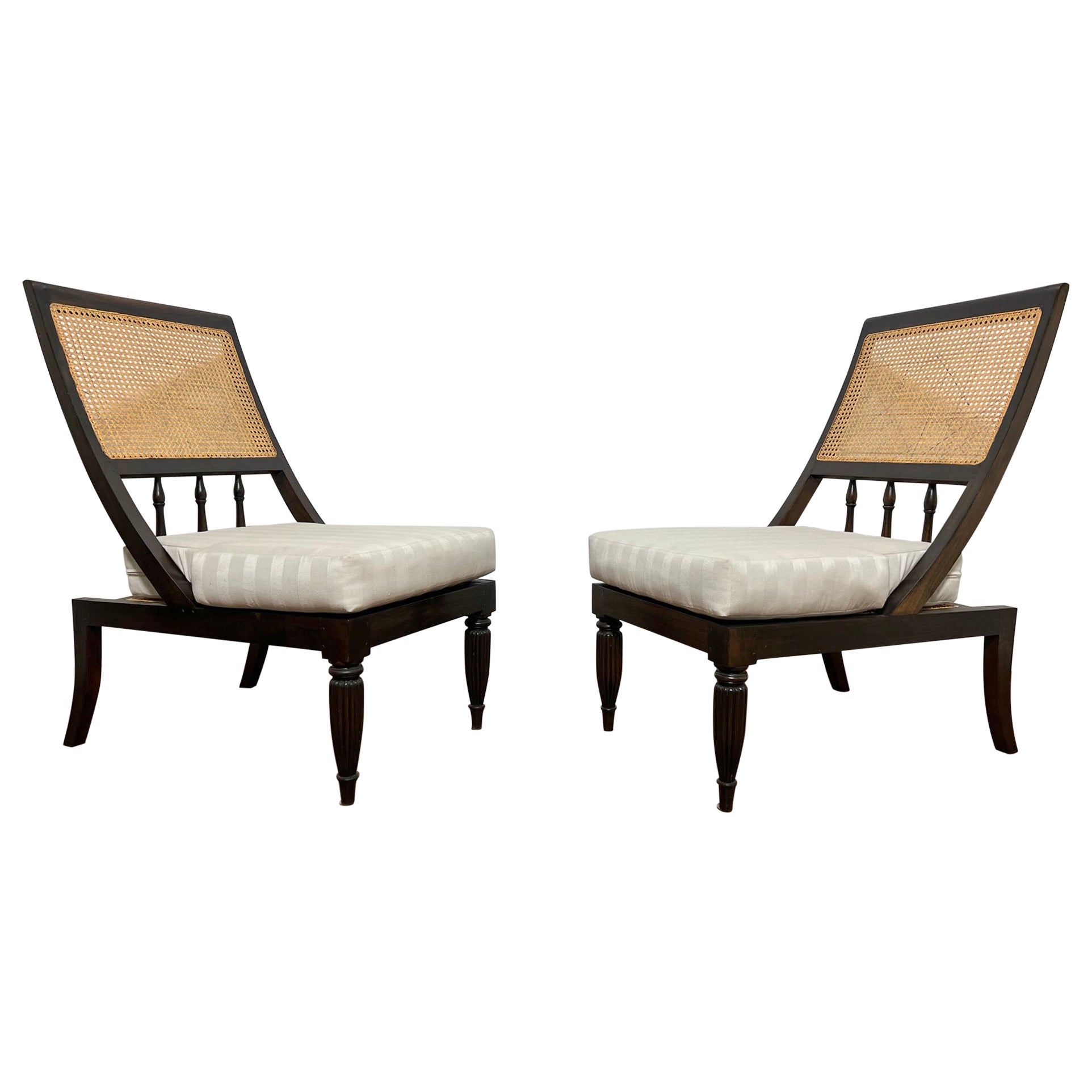 Pair of Anglo Indian Style Slipper Lounge Chairs