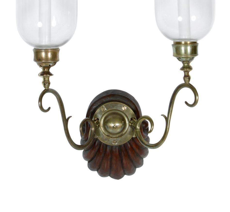 Pair of Anglo-Indian Two-Light Hurricane Sconces In Good Condition In Locust Valley, NY
