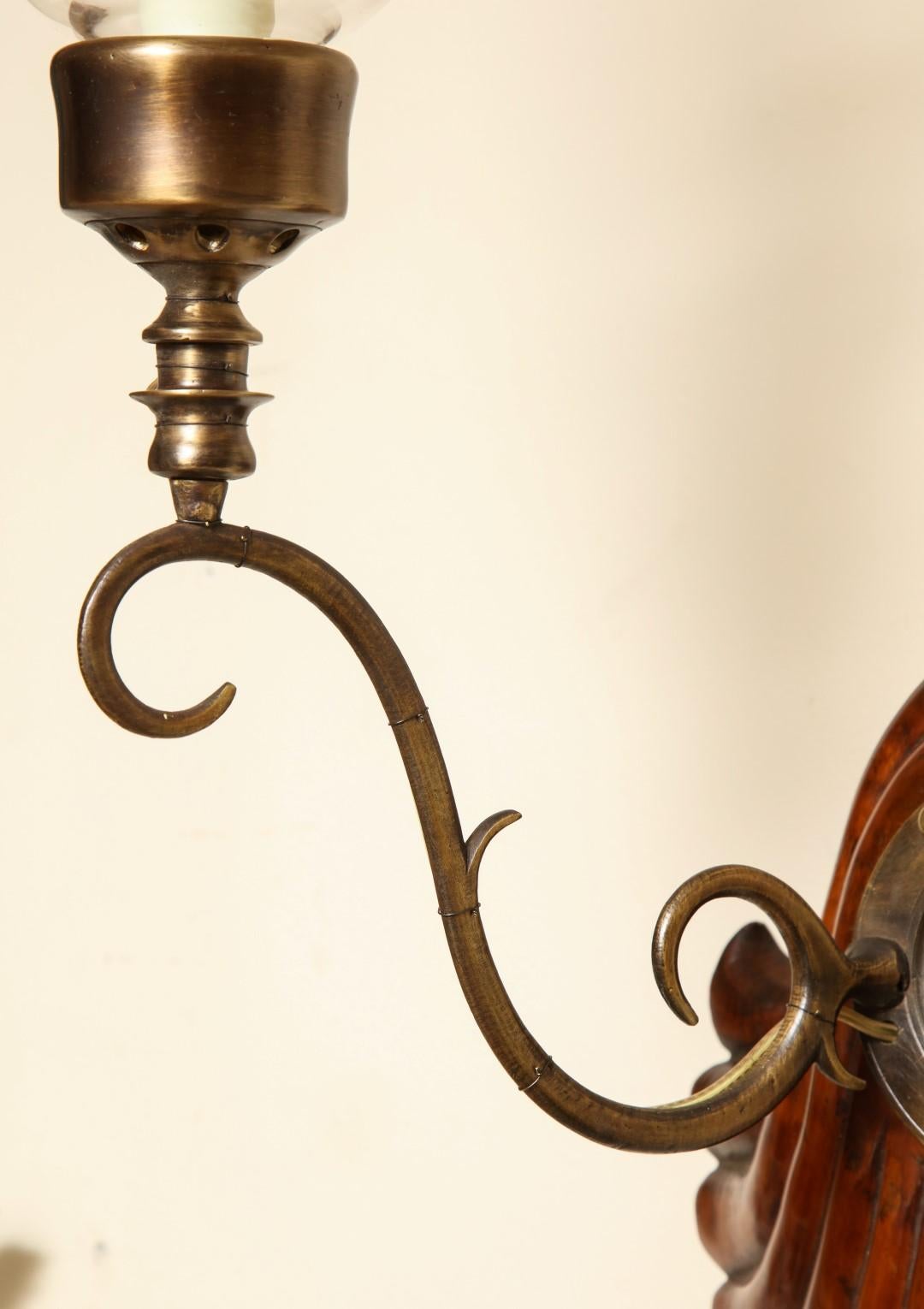 Georgian Pair of  David Duncan Two-Light Large Coquille Sconce For Sale