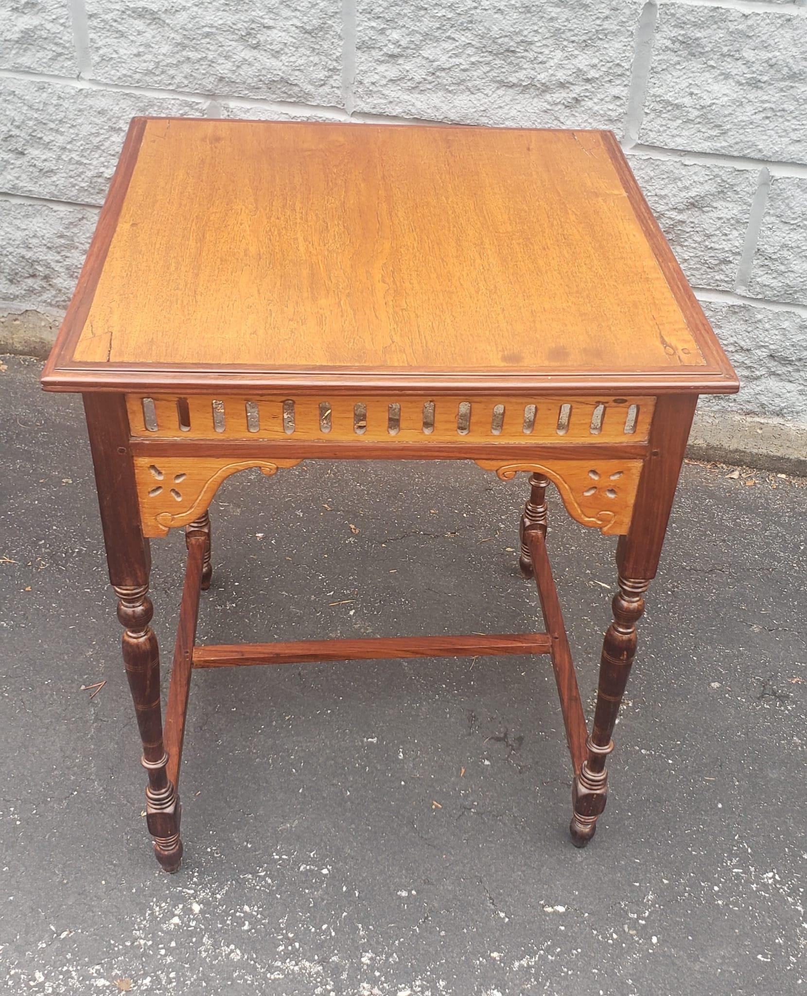 Pair of Anglo-Indian Victorian Style Walnut and Rosewood Square Side Tables For Sale 2