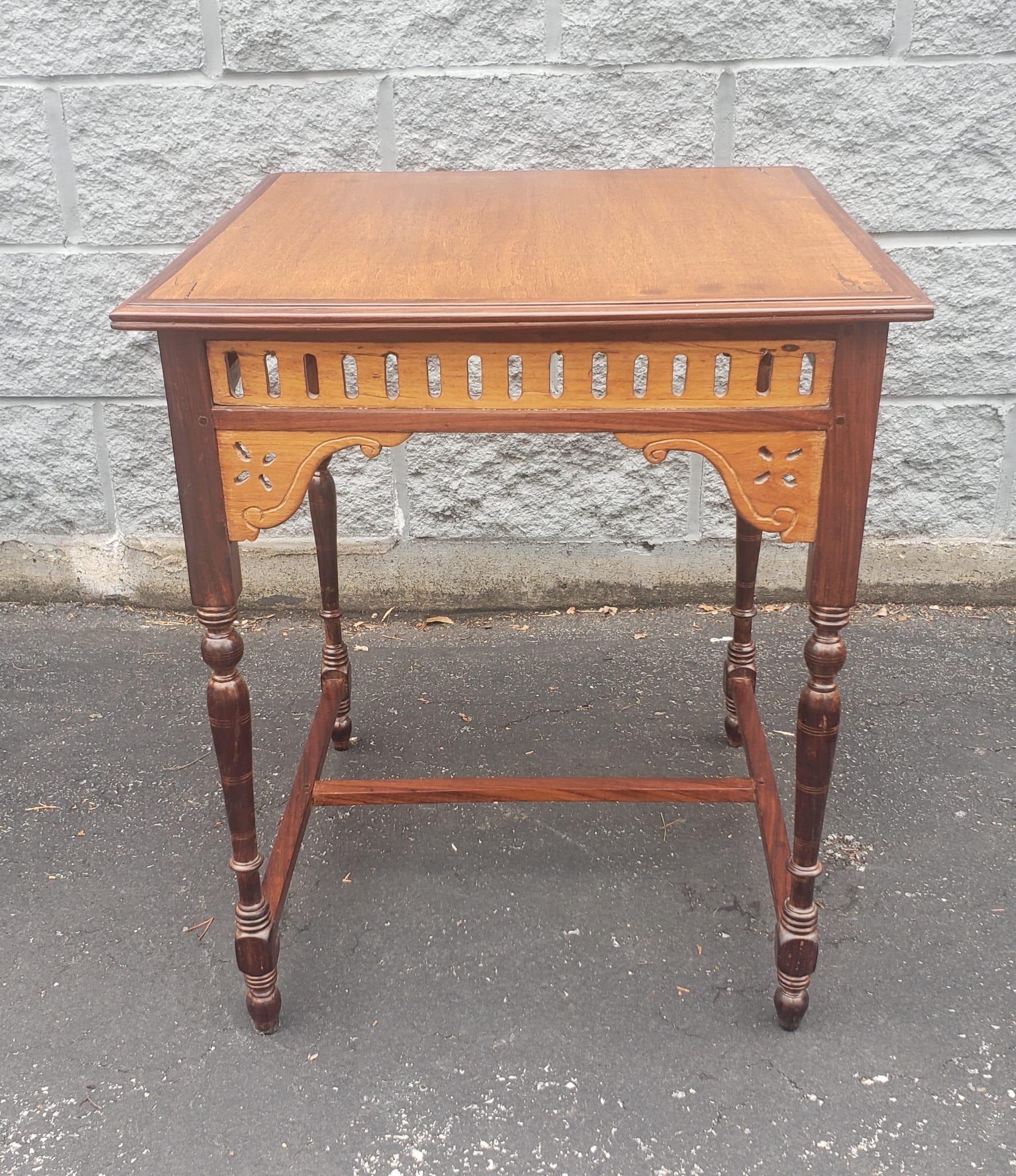 Pair of Anglo-Indian Victorian Style Walnut and Rosewood Square Side Tables For Sale 3
