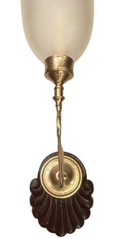 Pair of Anglo-Indian Wood and Frosted Glass Sconces
