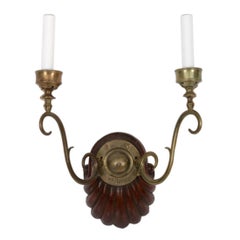 Pair of Anglo Indian Wood Double Arm Sconces