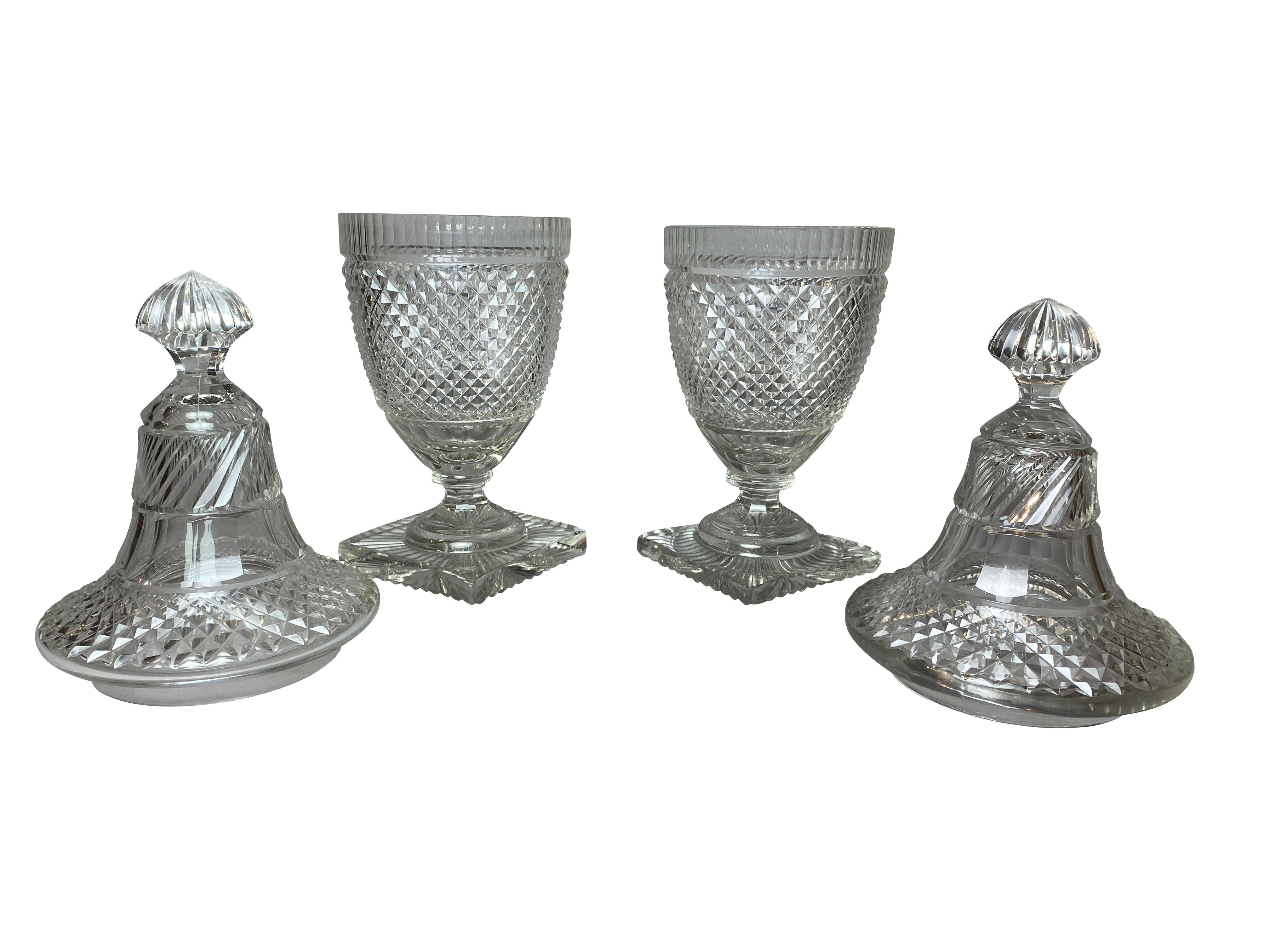 European Pair of Anglo Irish Cut Glass Pokals