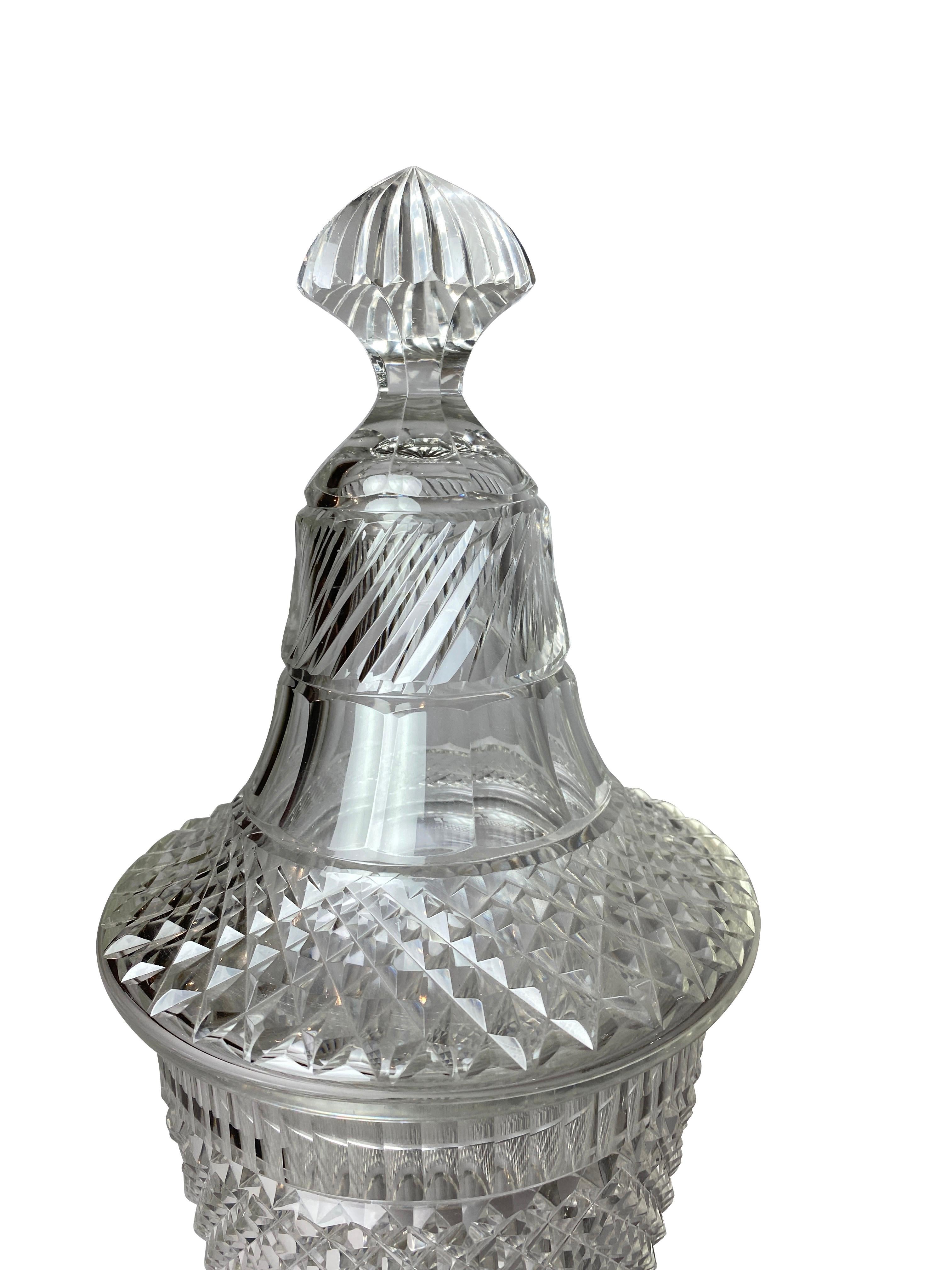 19th Century Pair of Anglo Irish Cut Glass Pokals
