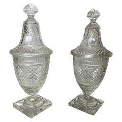 Pair of Anglo Irish Cut Glass Pokals