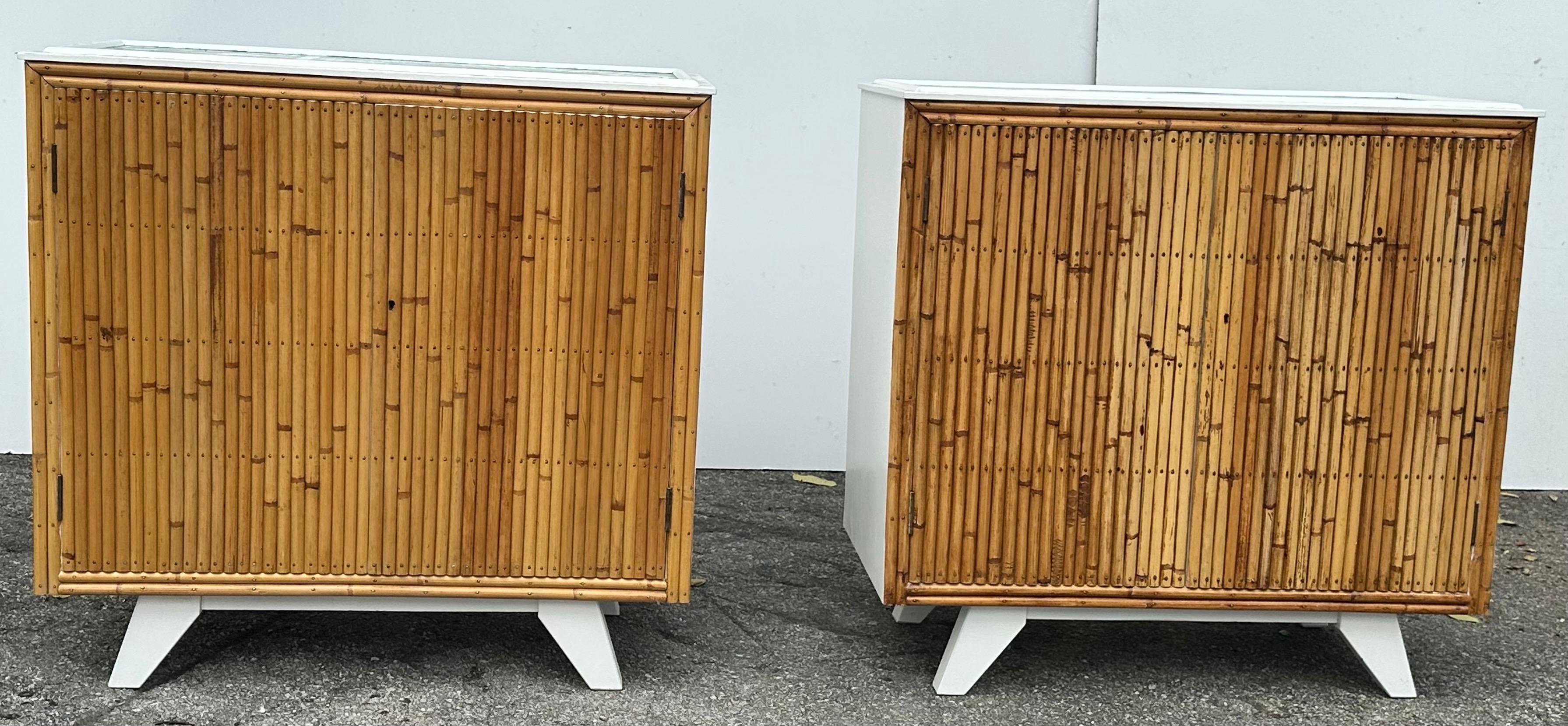 Mid-20th Century Pair of Angraves English Bamboo Cabinets  For Sale