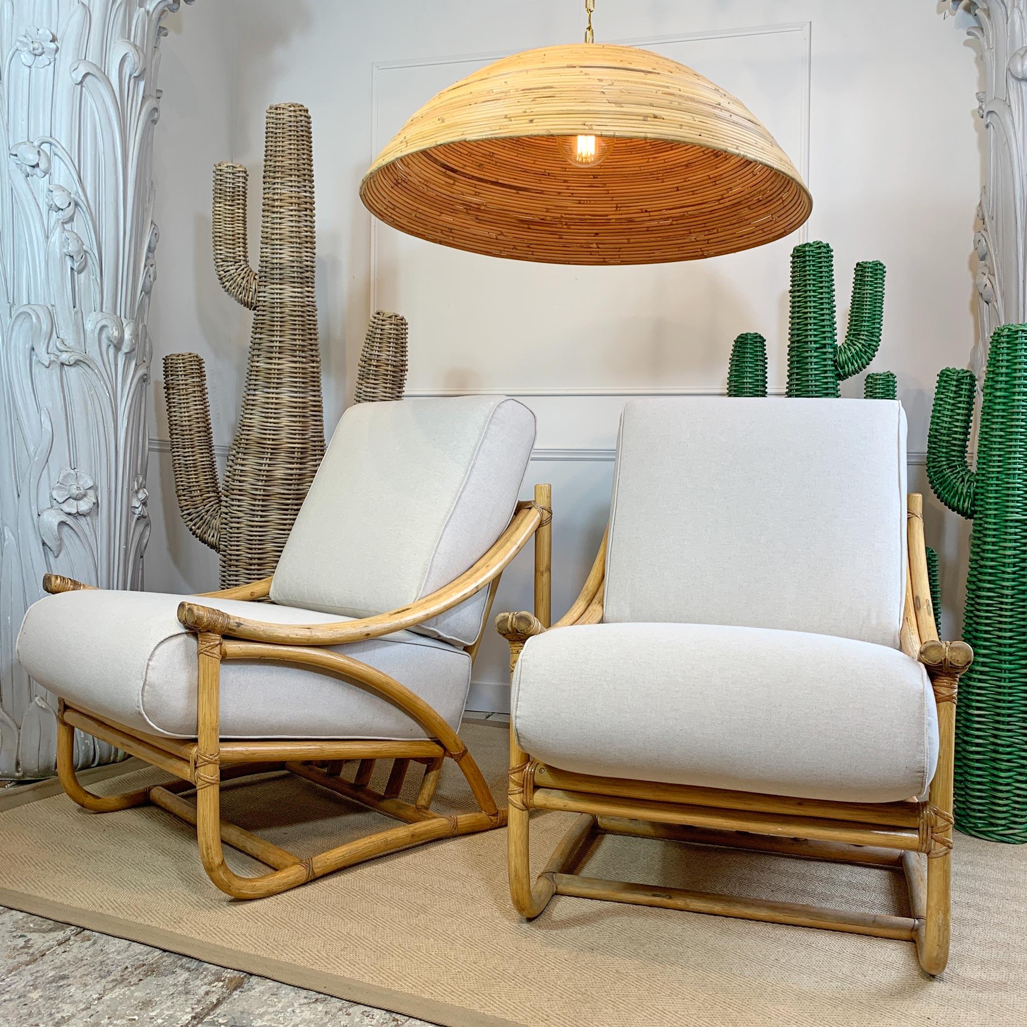 Pair of Angraves of Leicester Rattan Lounge Chairs, 1950s 2