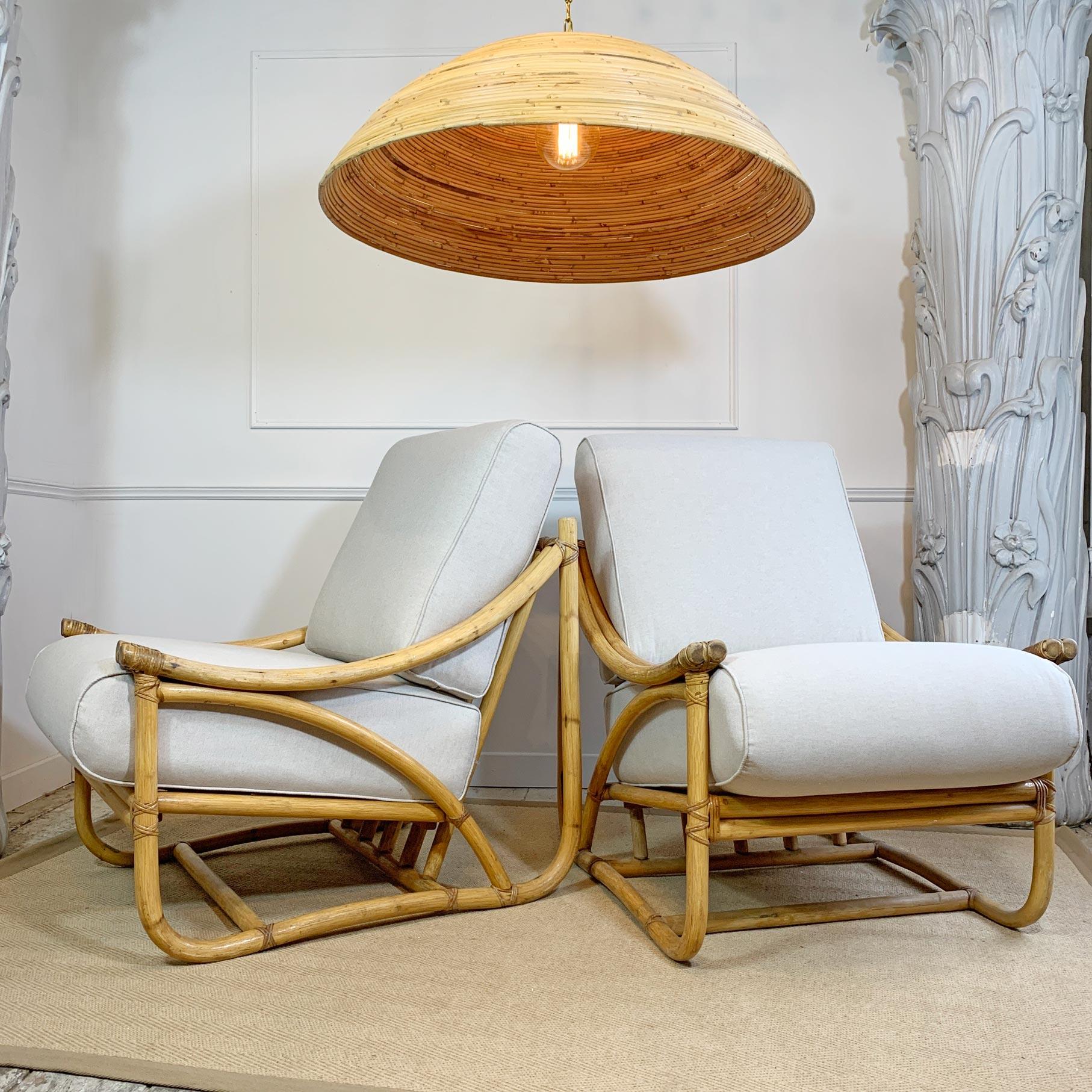 Pair of Angraves of Leicester Rattan Lounge Chairs, 1950s 6