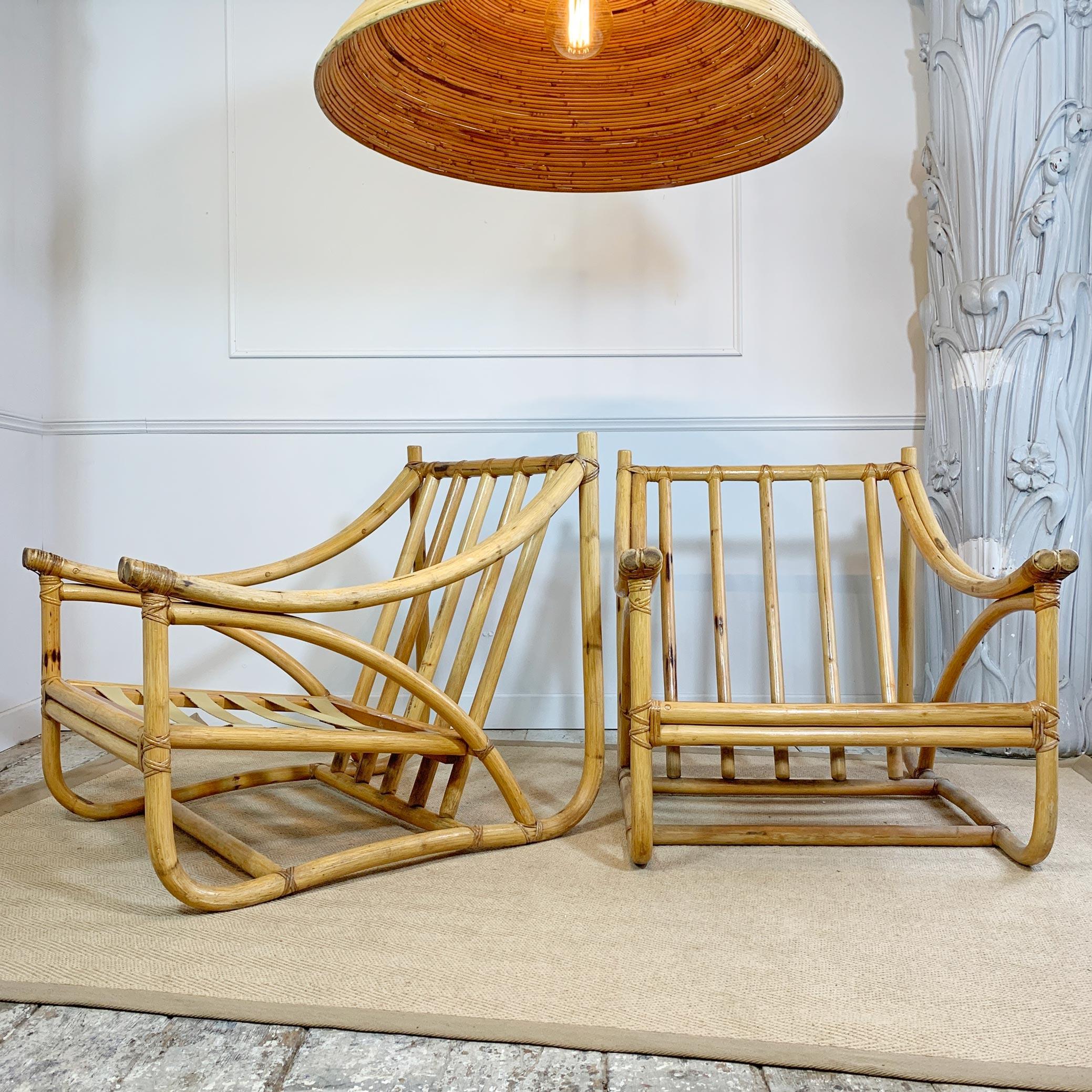 Pair of Angraves of Leicester Rattan Lounge Chairs, 1950s 7