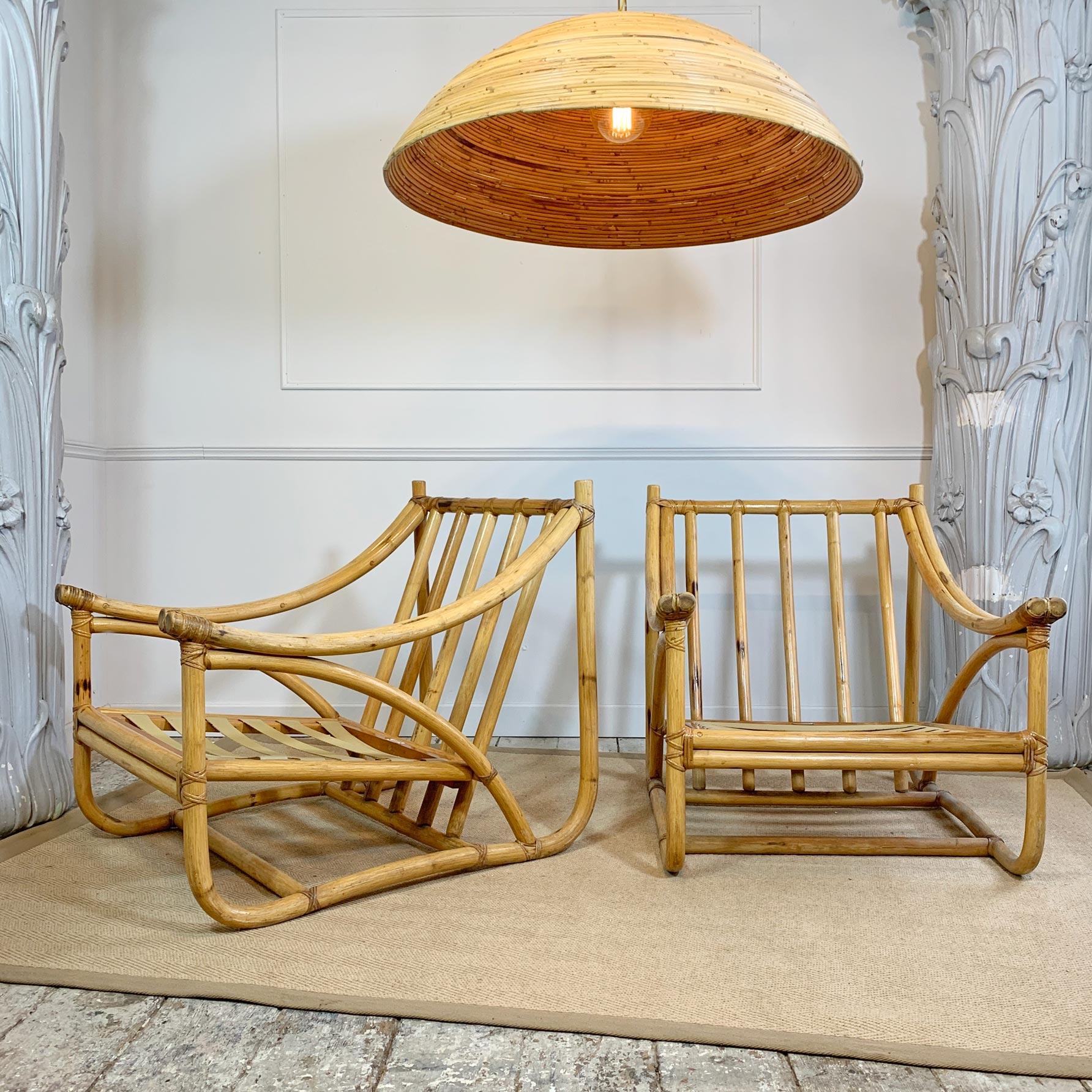  Pair of Angraves of Leicester Rattan Lounge Chairs, 1950s 9