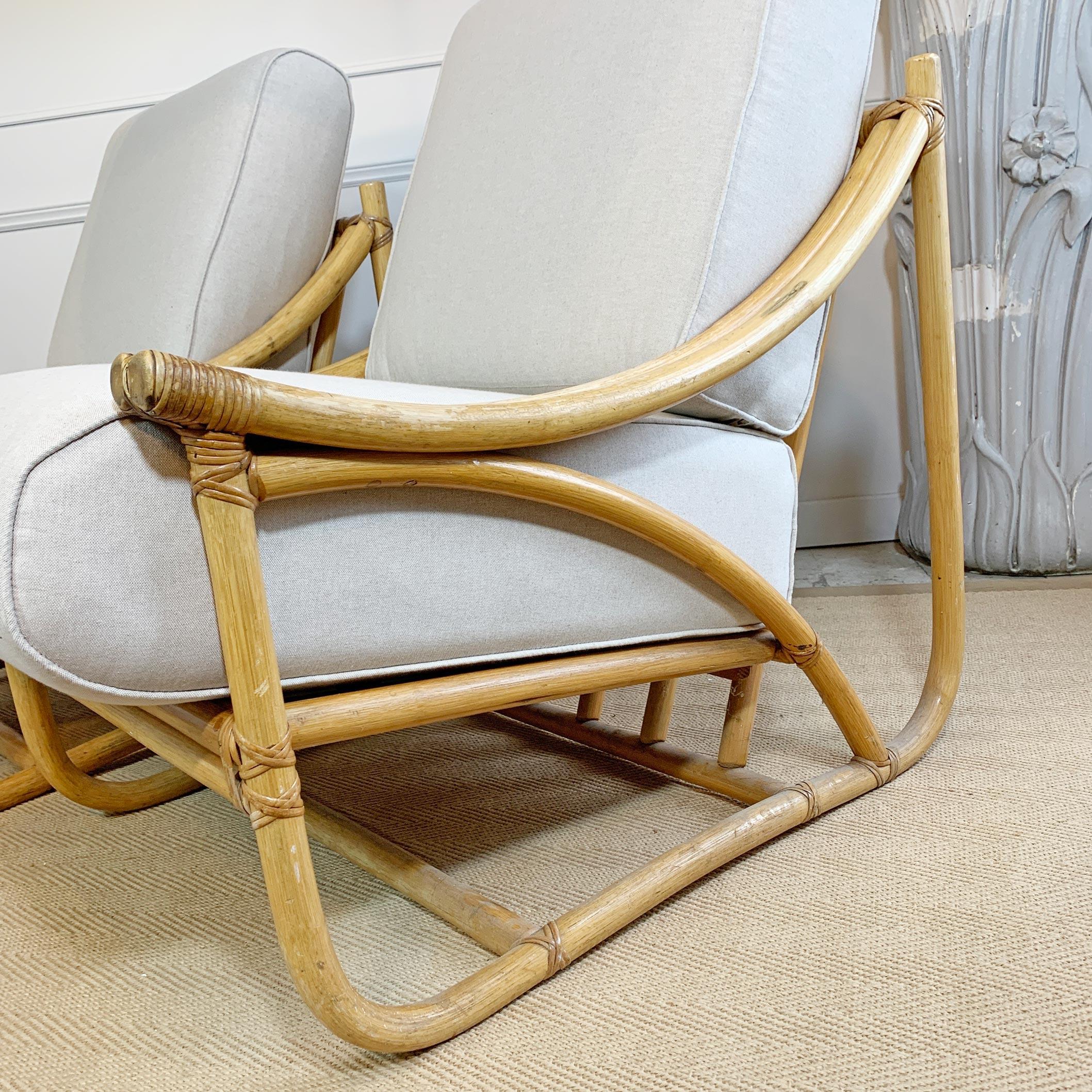  Pair of Angraves of Leicester Rattan Lounge Chairs, 1950s In Good Condition In Hastings, GB