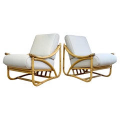 Pair of Angraves of Leicester Rattan Lounge Chairs, 1950s
