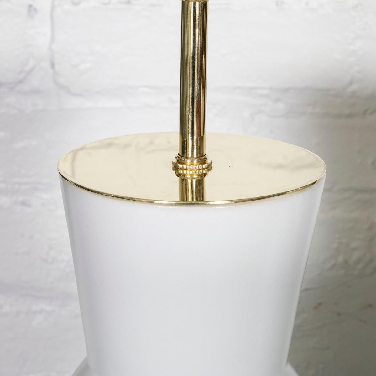 American Pair of angular ceramic table lamps For Sale
