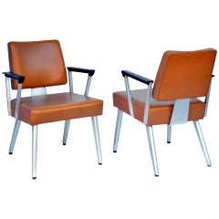 Pair of Angular GF GoodForm Aluminum and Vinyl Armchairs