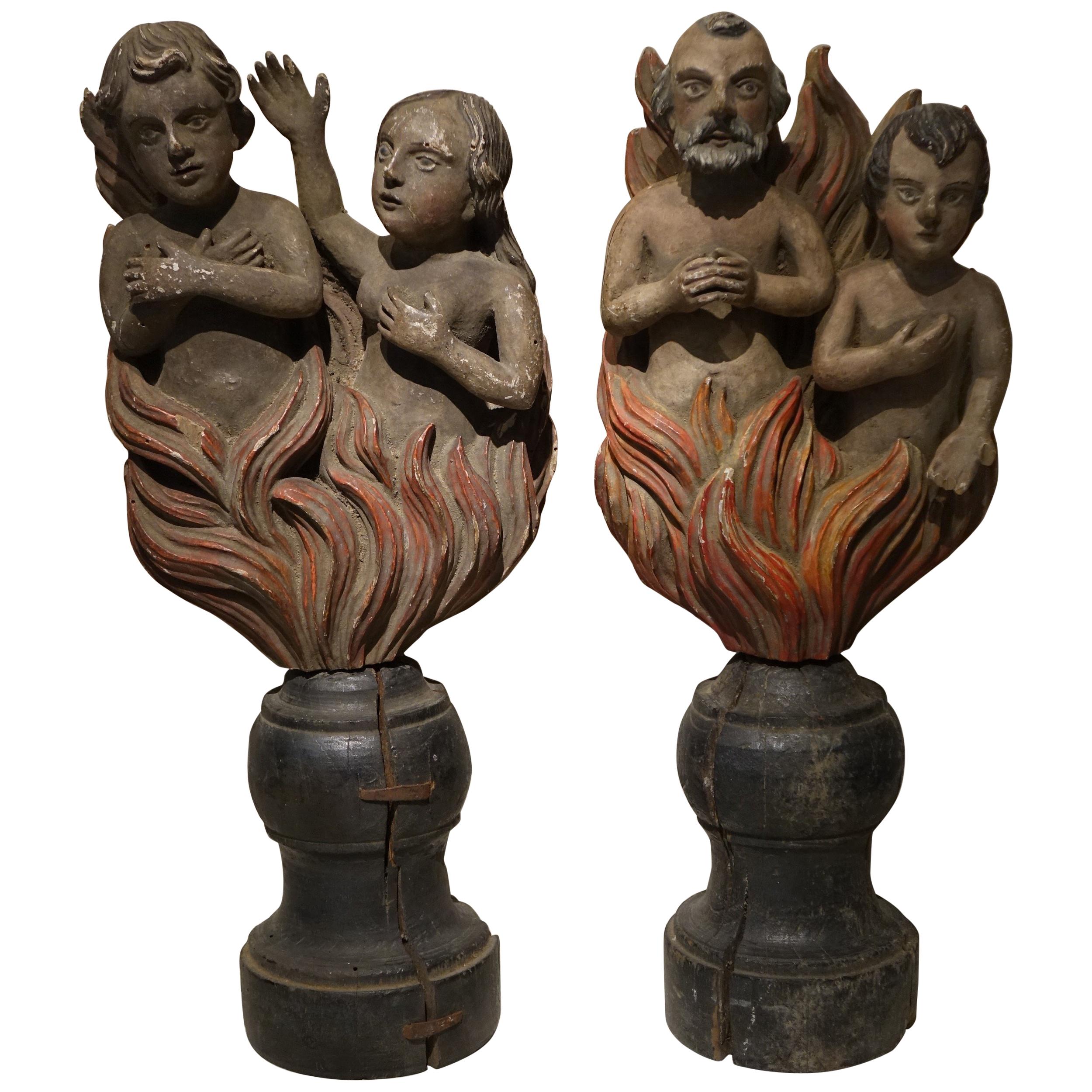 Pair of Anima Sola or Lonely Soul Sculptures, 16th Century, Southern Italy For Sale