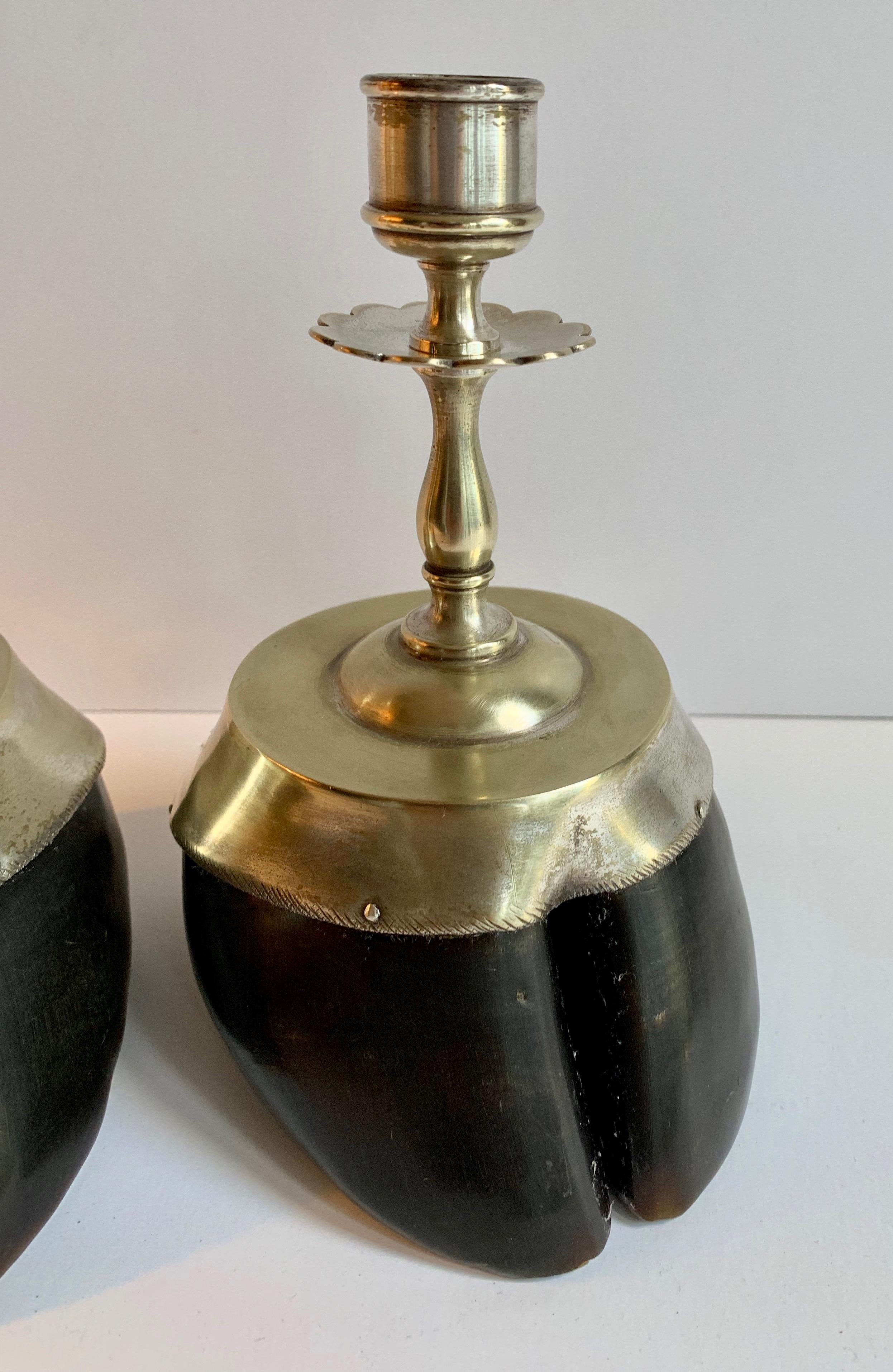 20th Century Pair of Animal Hoof Candlesticks