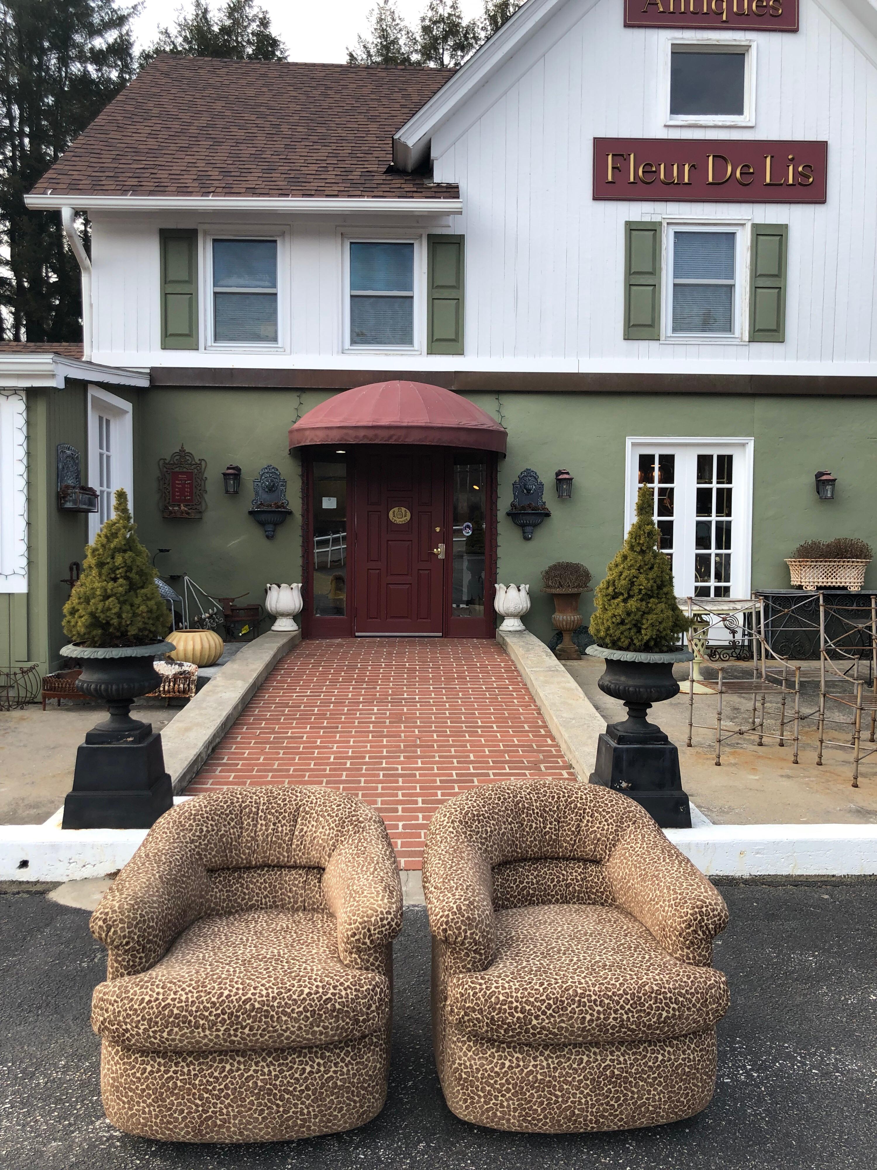 Pair of Mid Century Animal Print Club Chairs on Casters 11