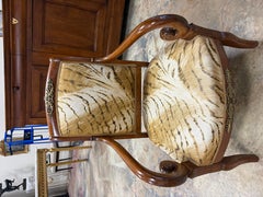 Pair of Animal Print Curved Arm Empire Style Accent Chairs