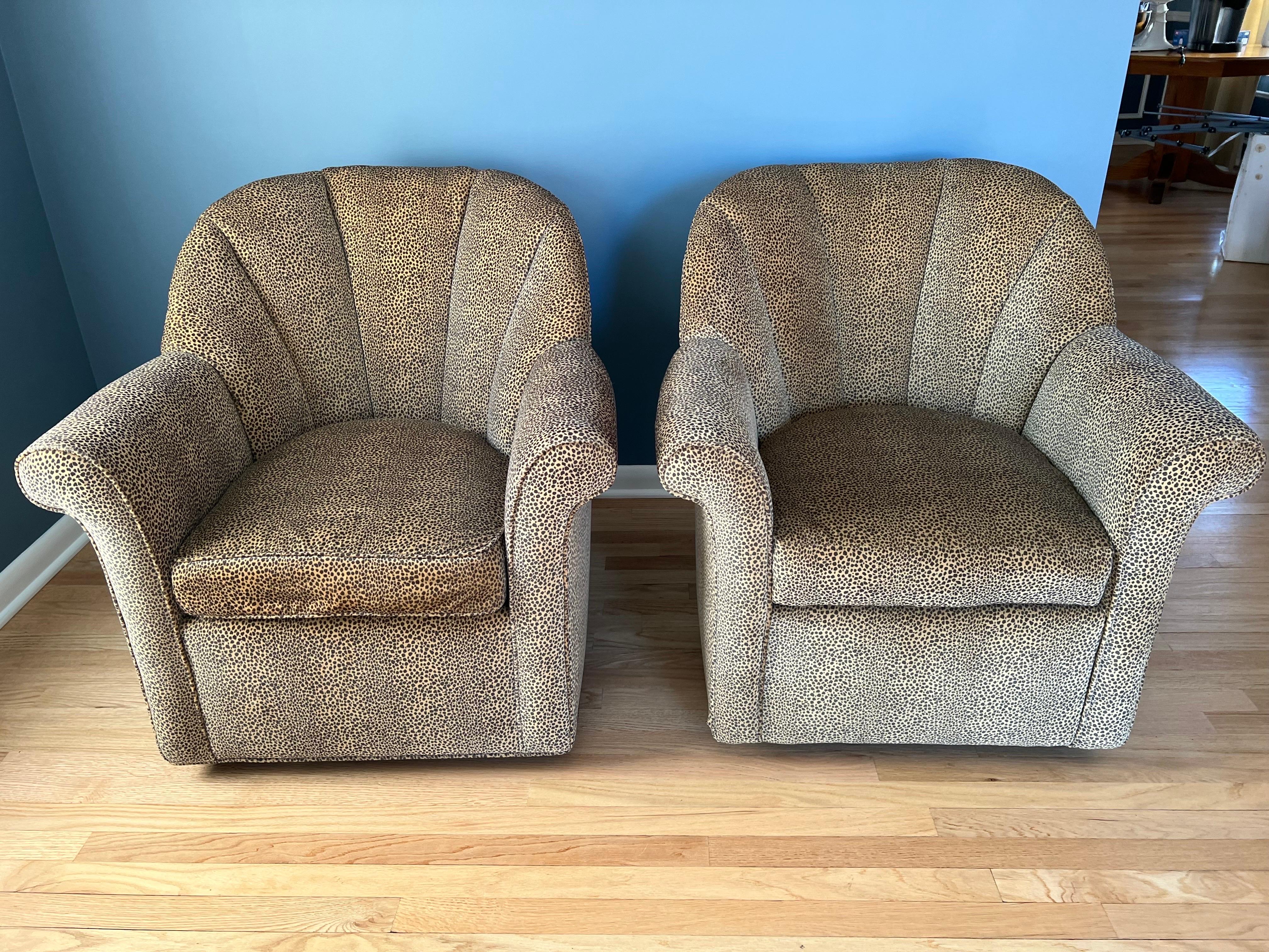 Pair of Animal Print Swivel Chairs 2