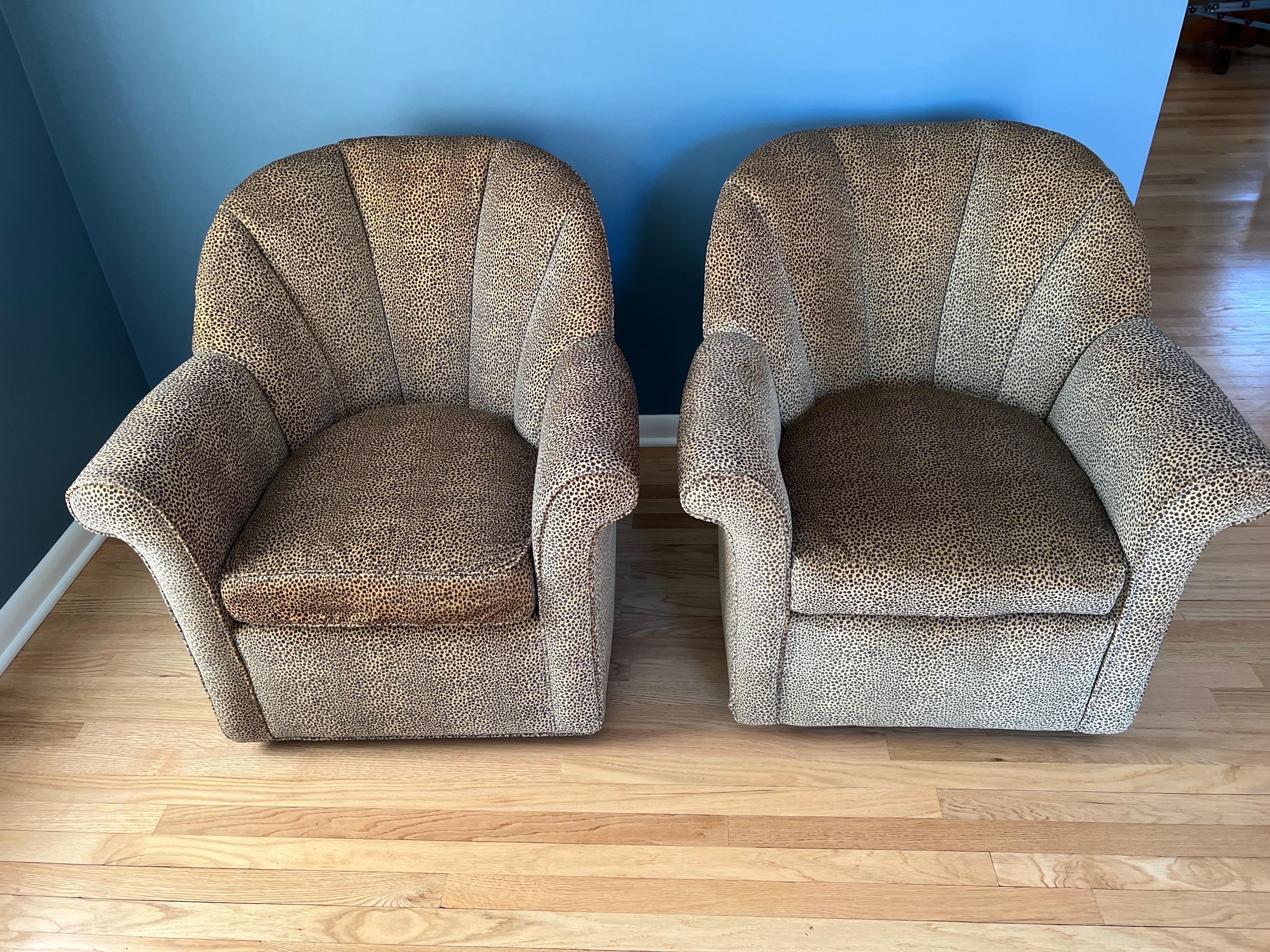 Pair of Animal Print Swivel Chairs 3
