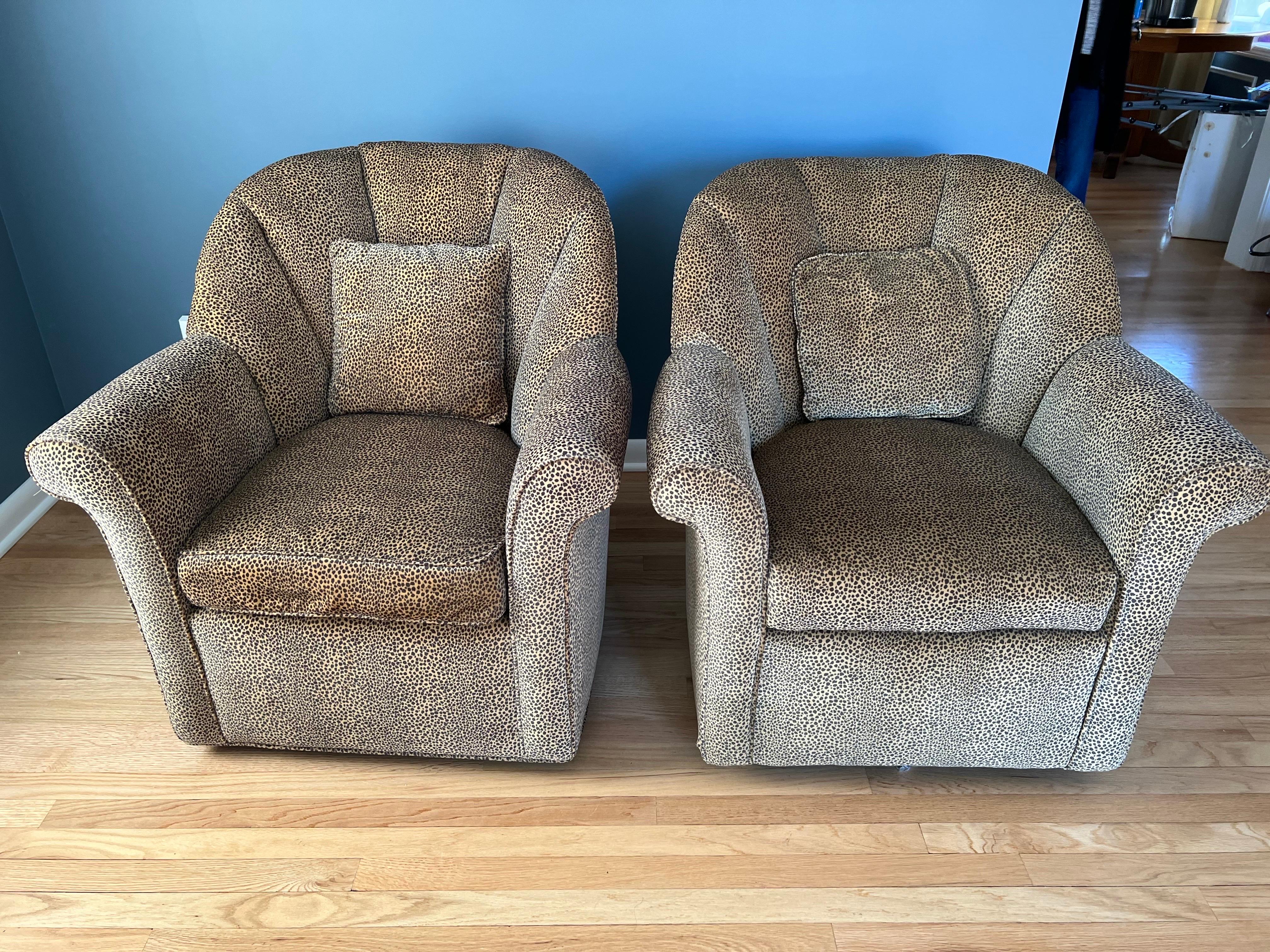 Pair of Animal Print Swivel Chairs 5