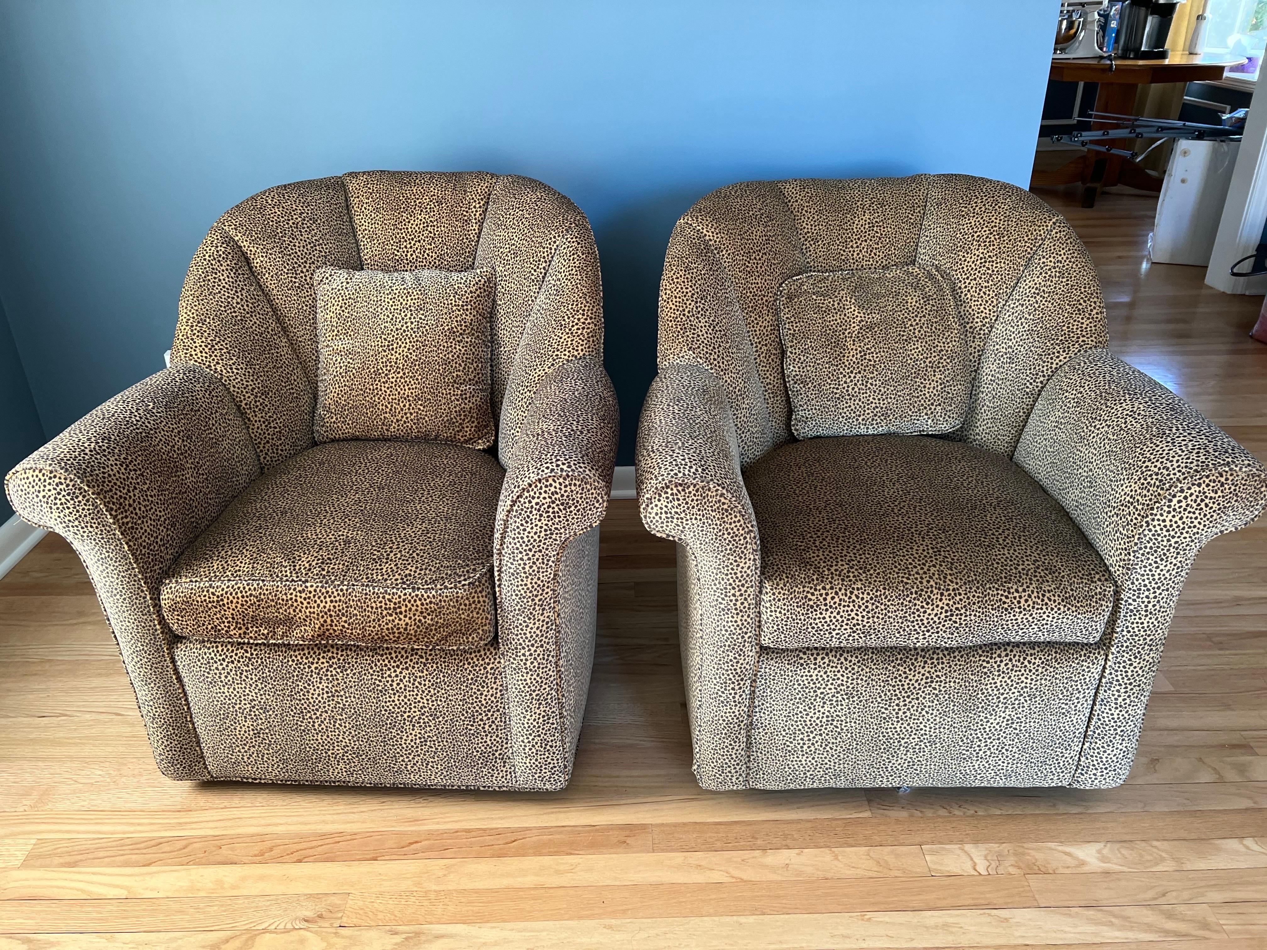 Pair of Animal Print Swivel Chairs 6