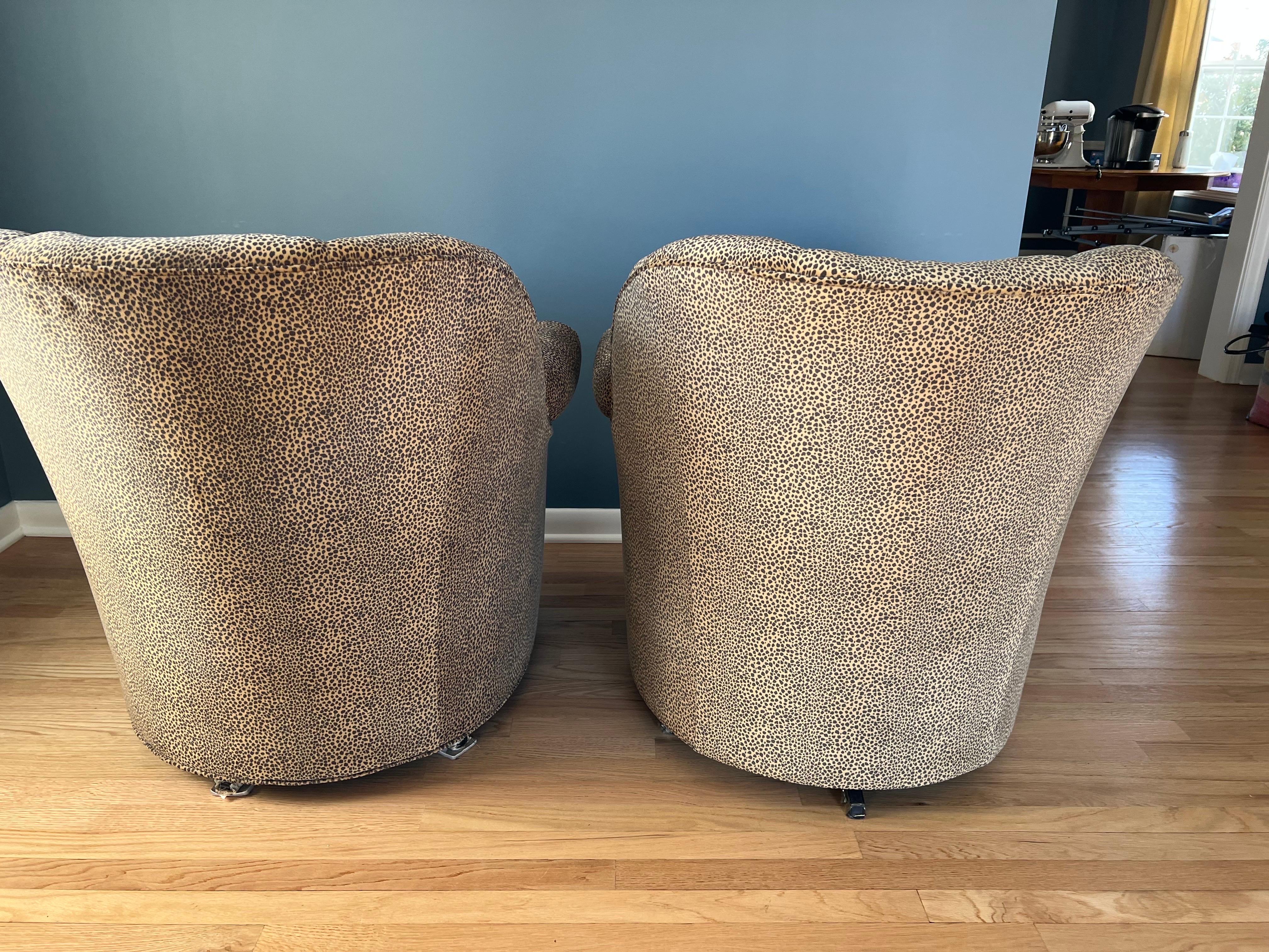 Pair of Animal Print Swivel Chairs 7