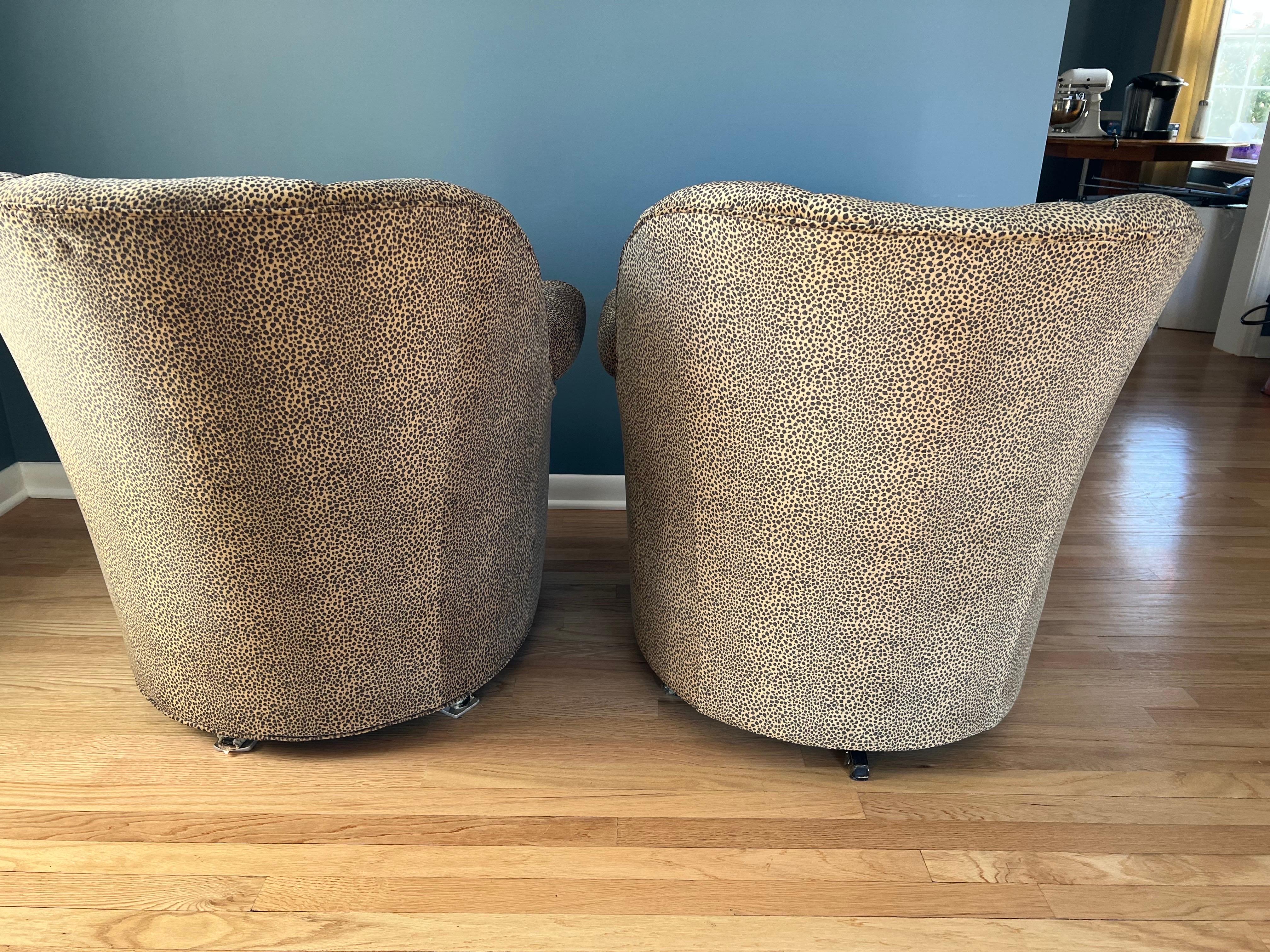 Pair of Animal Print Swivel Chairs 8